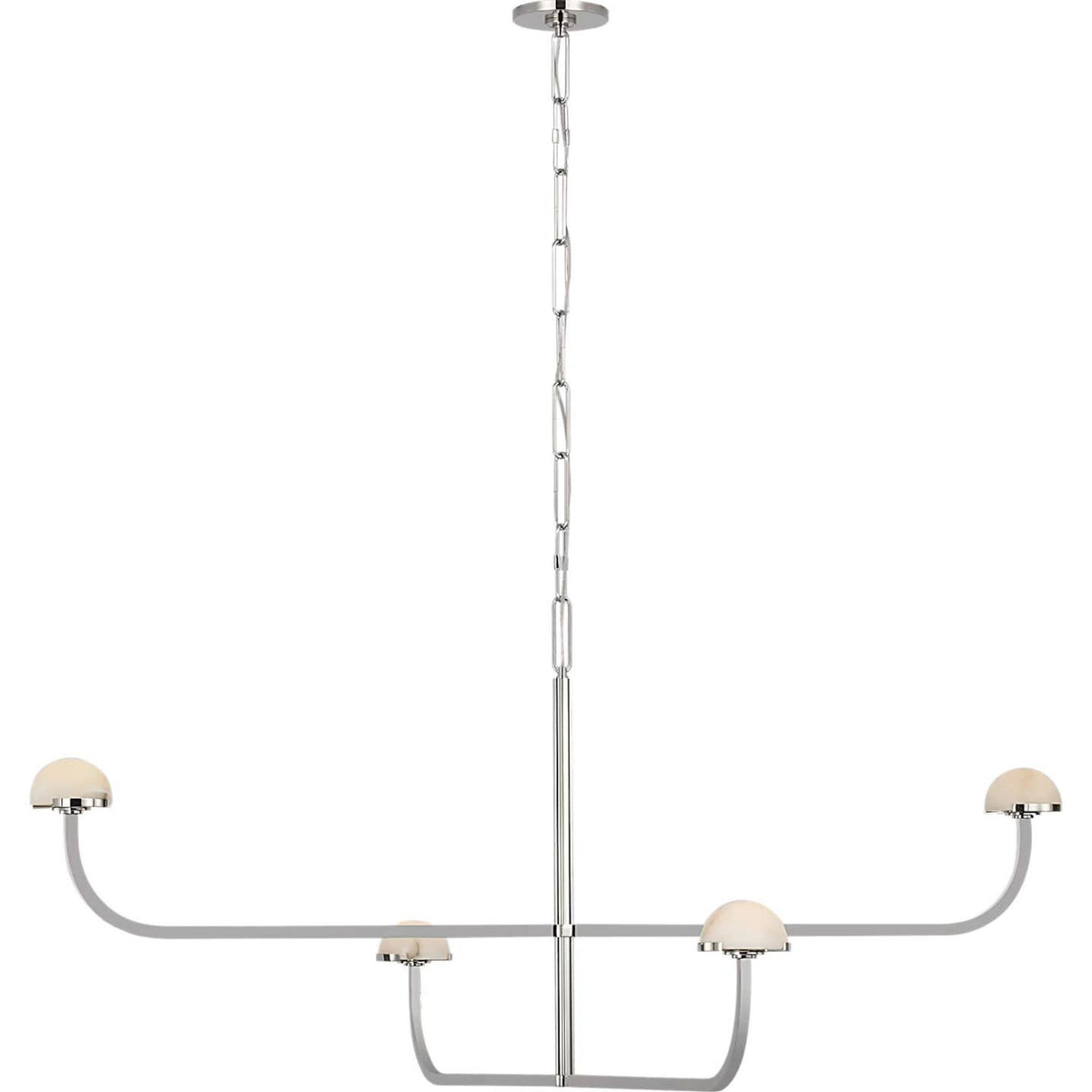 Kelly Wearstler Pedra Two Tier Shallow Chandelier in Polished Nickel with Alabaster W54.75" x H24.75"