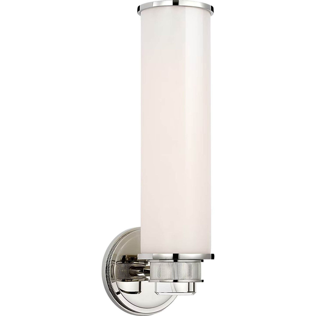 Marie Flanigan Percy 14" Single Bath Sconce in Polished Nickel with White Glass W3.5" x H14.25" x E5.25"