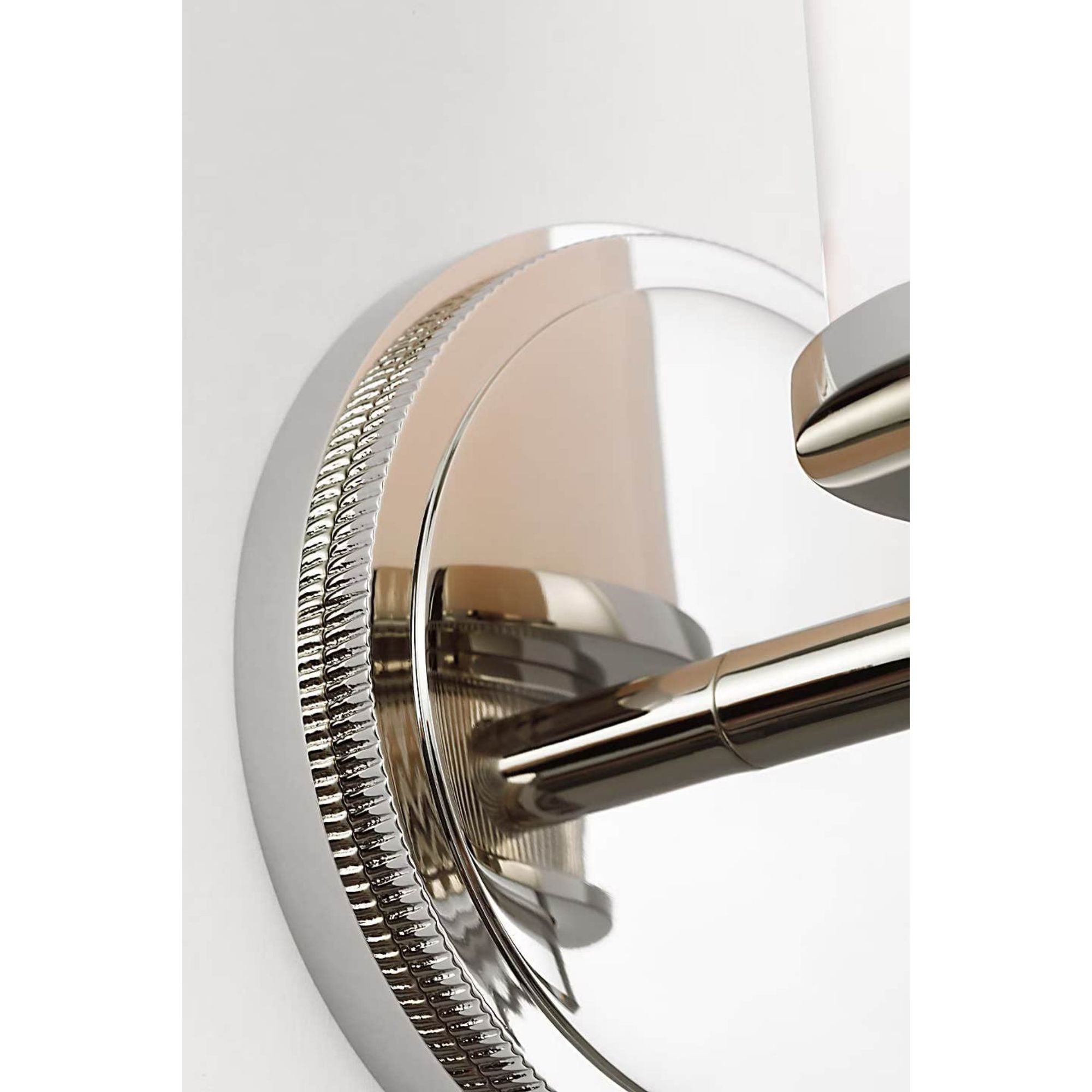 Marie Flanigan Percy 14" Single Bath Sconce in Polished Nickel with White Glass W3.5" x H14.25" x E5.25"