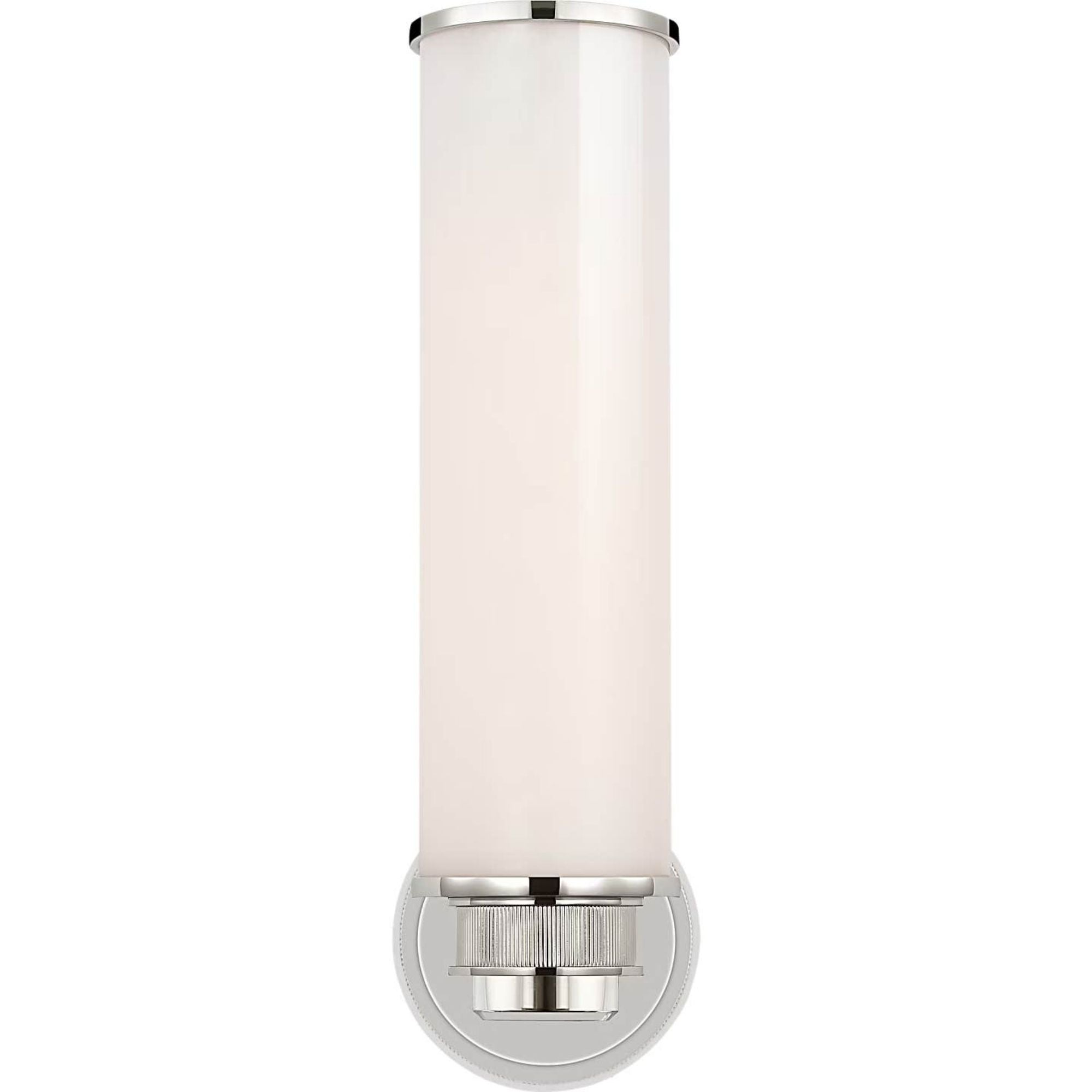 Marie Flanigan Percy 14" Single Bath Sconce in Polished Nickel with White Glass W3.5" x H14.25" x E5.25"