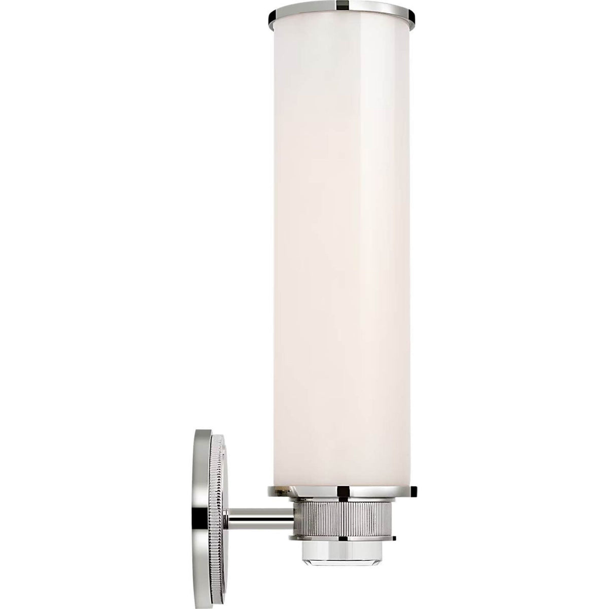 Marie Flanigan Percy 14" Single Bath Sconce in Polished Nickel with White Glass W3.5" x H14.25" x E5.25"