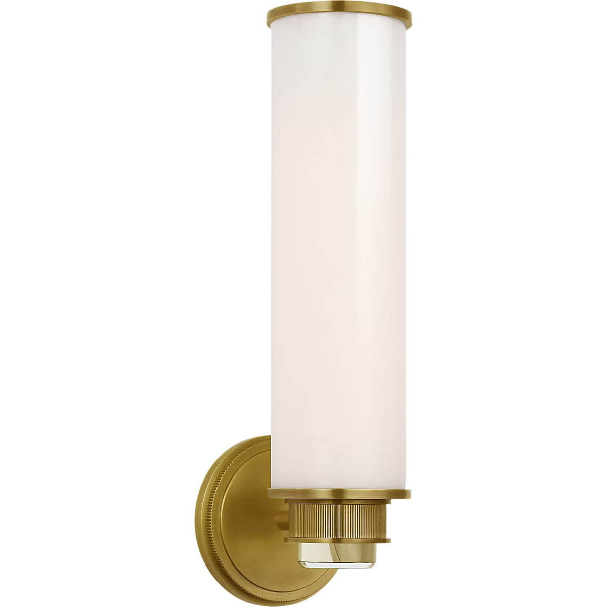 Marie Flanigan Percy 14" Single Bath Sconce in Soft Brass with White Glass W3.5" x H14.25" x E5.25"