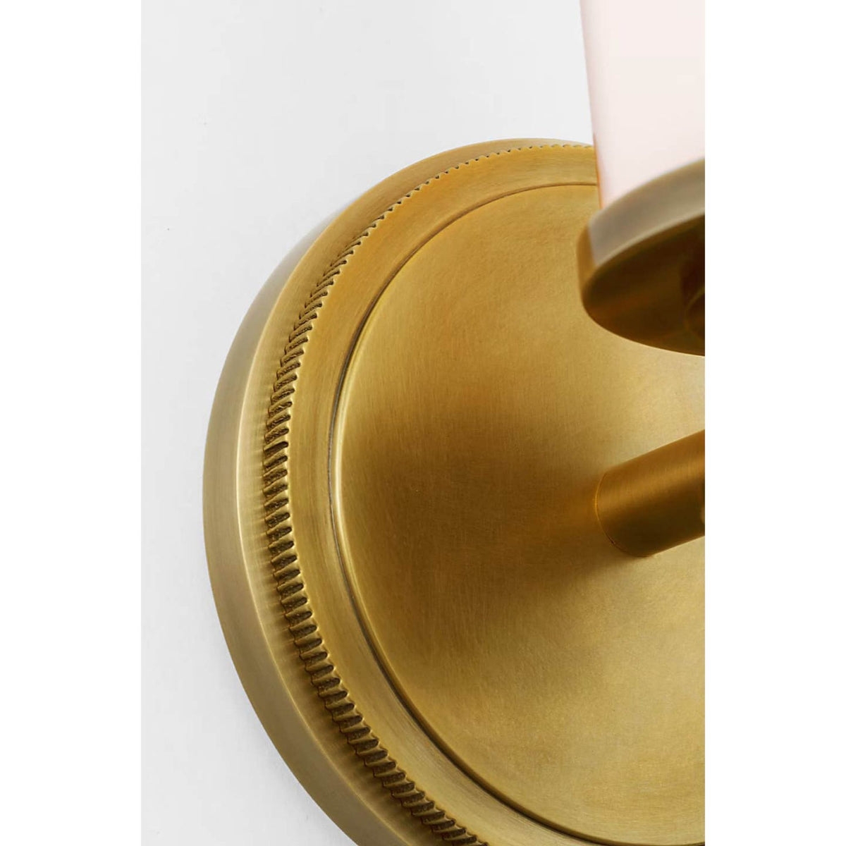 Marie Flanigan Percy 14" Single Bath Sconce in Soft Brass with White Glass W3.5" x H14.25" x E5.25"