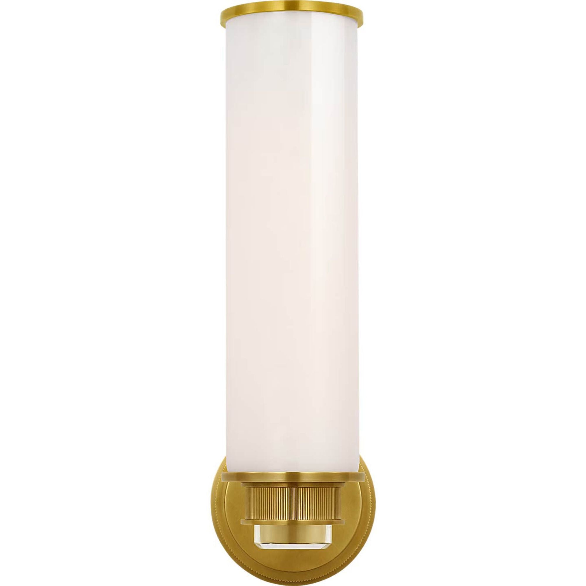 Marie Flanigan Percy 14" Single Bath Sconce in Soft Brass with White Glass W3.5" x H14.25" x E5.25"