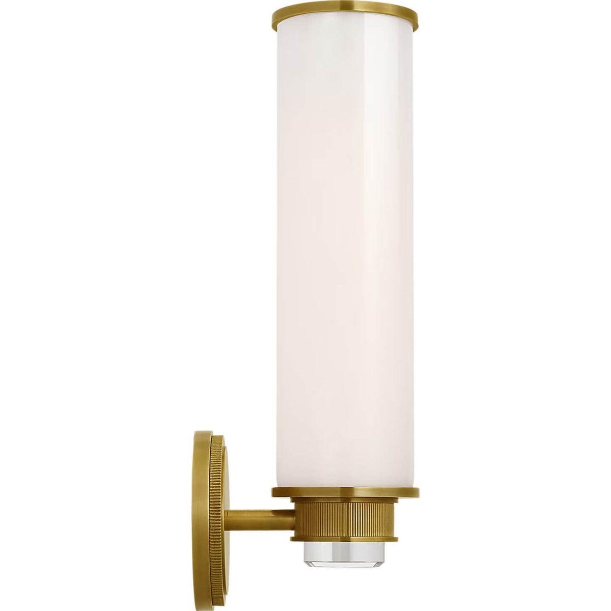 Marie Flanigan Percy 14" Single Bath Sconce in Soft Brass with White Glass W3.5" x H14.25" x E5.25"