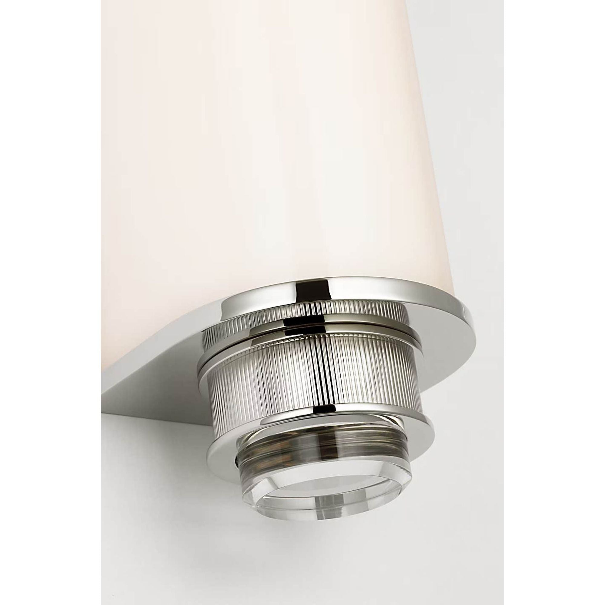 Marie Flanigan Percy 21" Linear Bath Sconce in Polished Nickel with White Glass W3.75" x H20.5" x E4"
