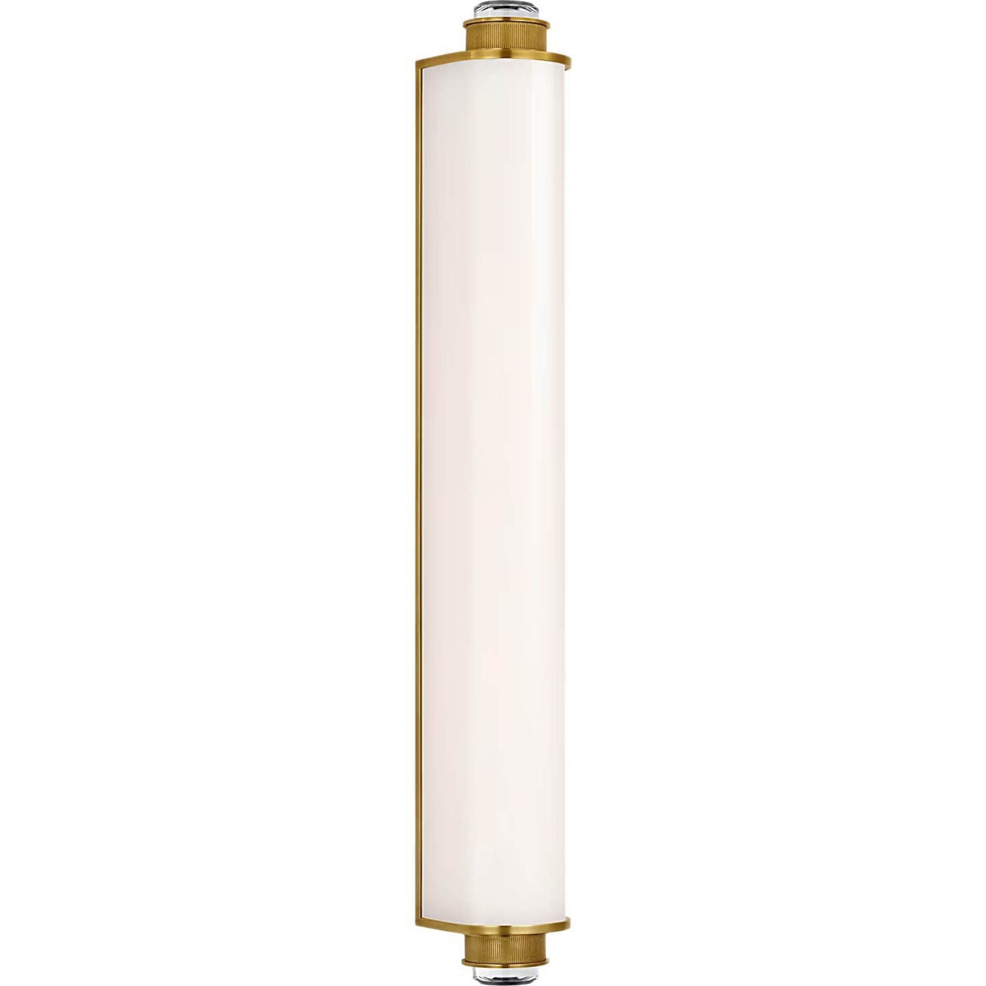 Marie Flanigan Percy 29" Linear Bath Sconce in Soft Brass with White Glass W3.75" x H28.5" x E4"