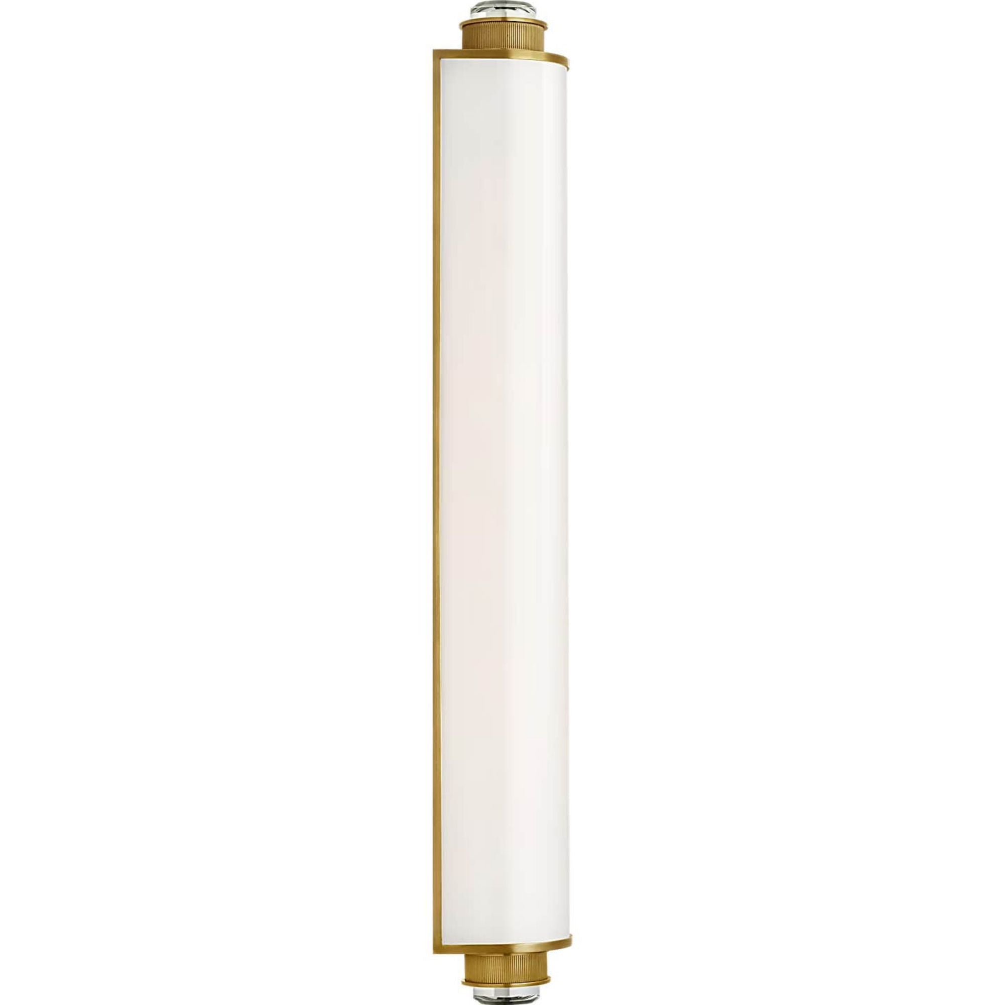 Marie Flanigan Percy 29" Linear Bath Sconce in Soft Brass with White Glass W3.75" x H28.5" x E4"