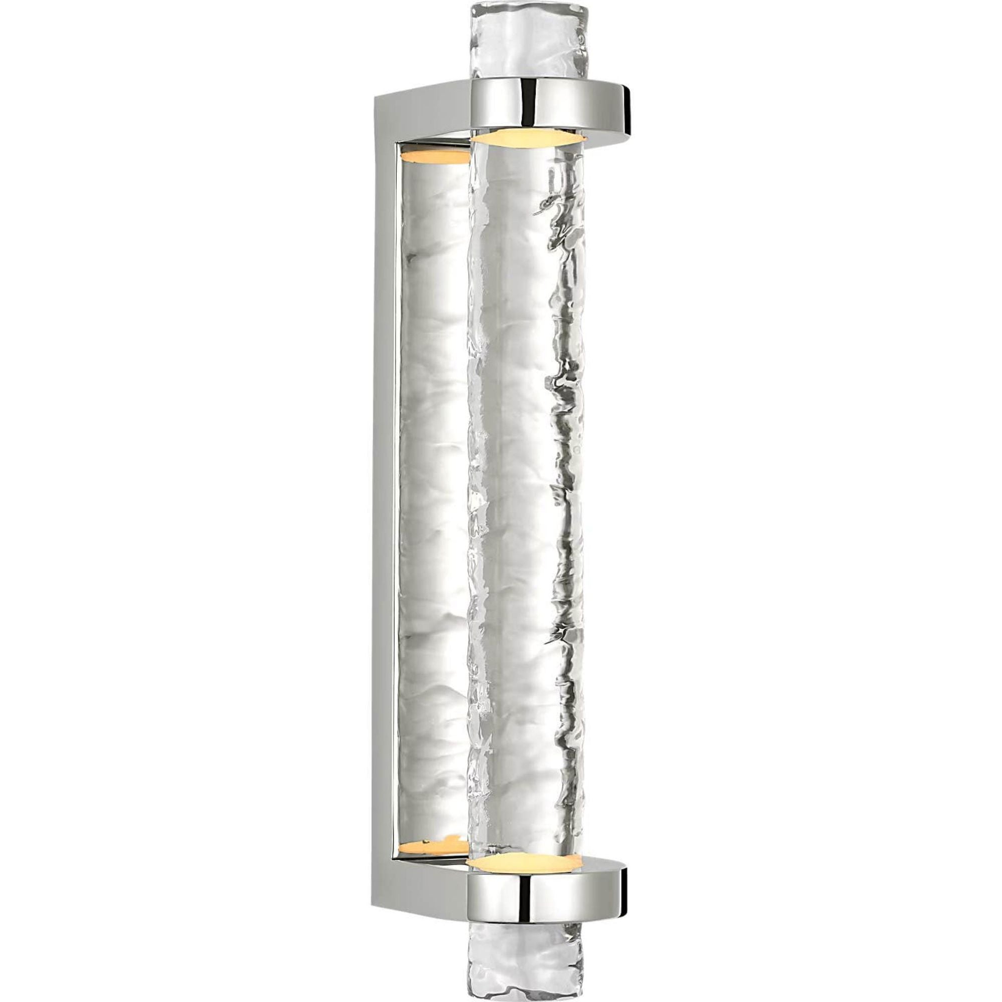 Marie Flanigan Theron 15" Linear Bath Sconce in Polished Nickel and Clear Wavy Glass W3.25" x H15" x E3.75"