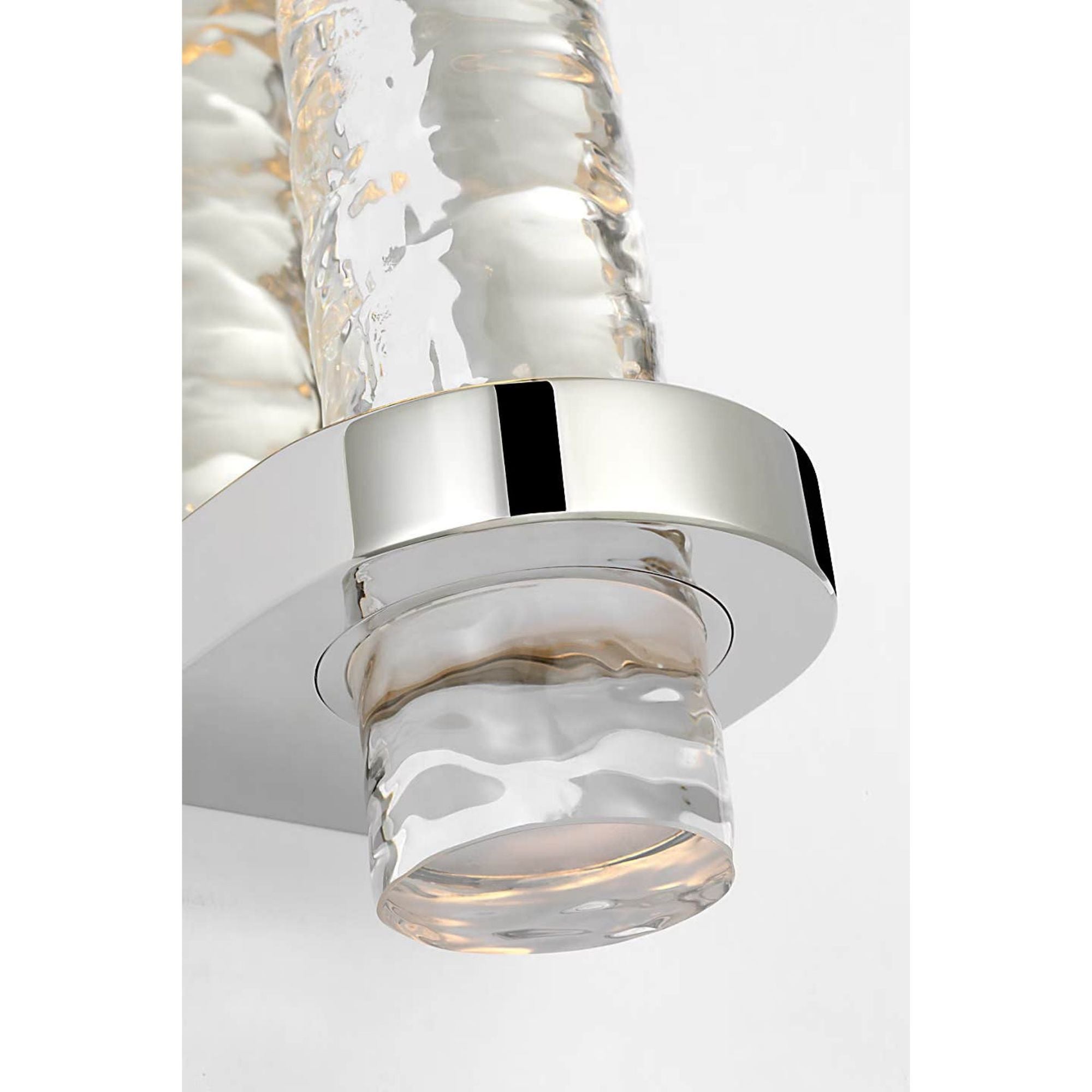 Marie Flanigan Theron 15" Linear Bath Sconce in Polished Nickel and Clear Wavy Glass W3.25" x H15" x E3.75"