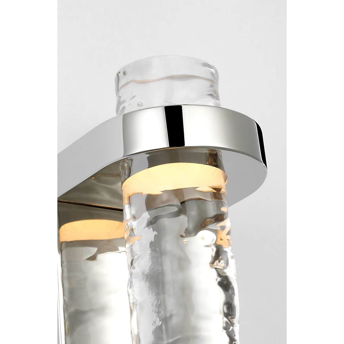 Marie Flanigan Theron 15" Linear Bath Sconce in Polished Nickel and Clear Wavy Glass W3.25" x H15" x E3.75"