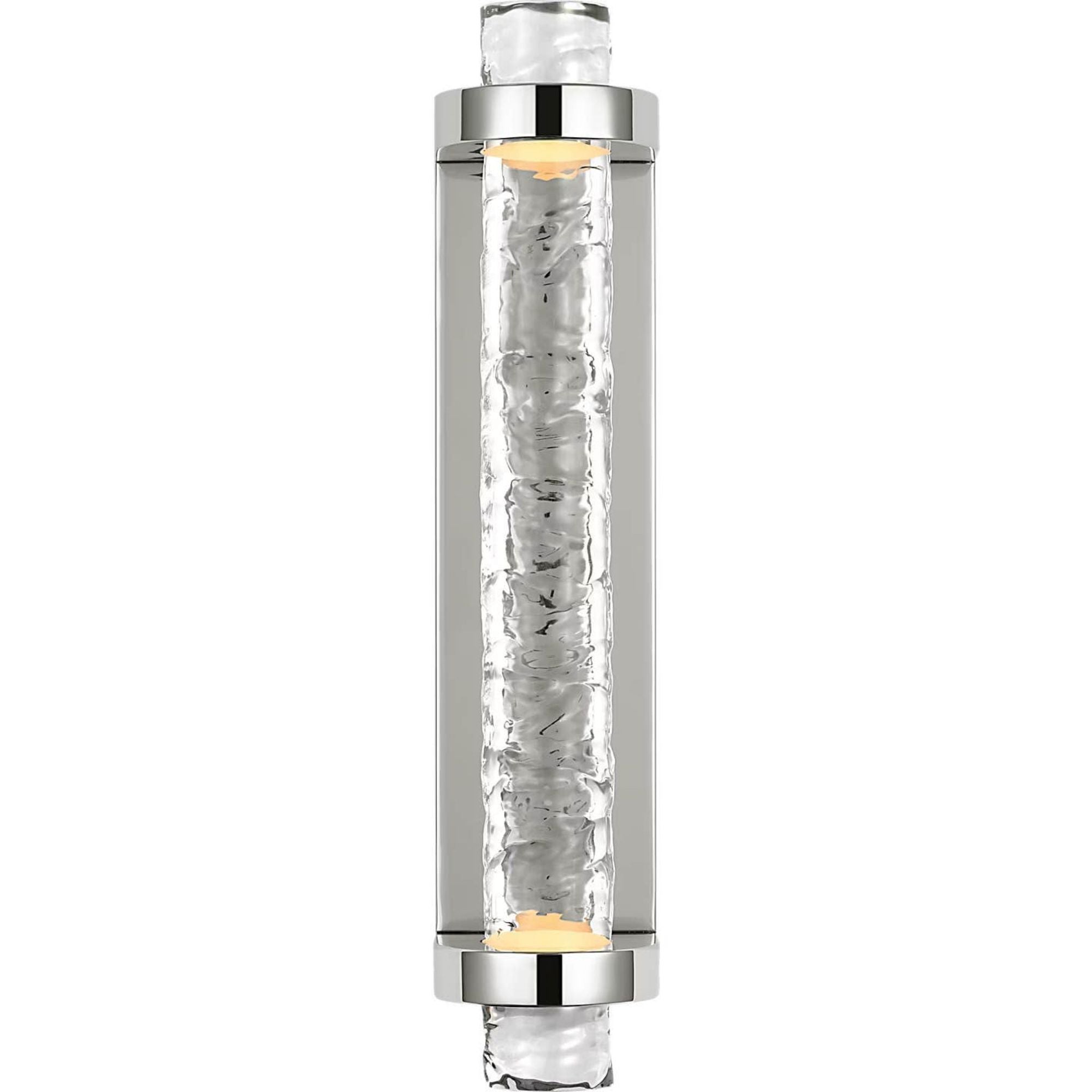 Marie Flanigan Theron 15" Linear Bath Sconce in Polished Nickel and Clear Wavy Glass W3.25" x H15" x E3.75"