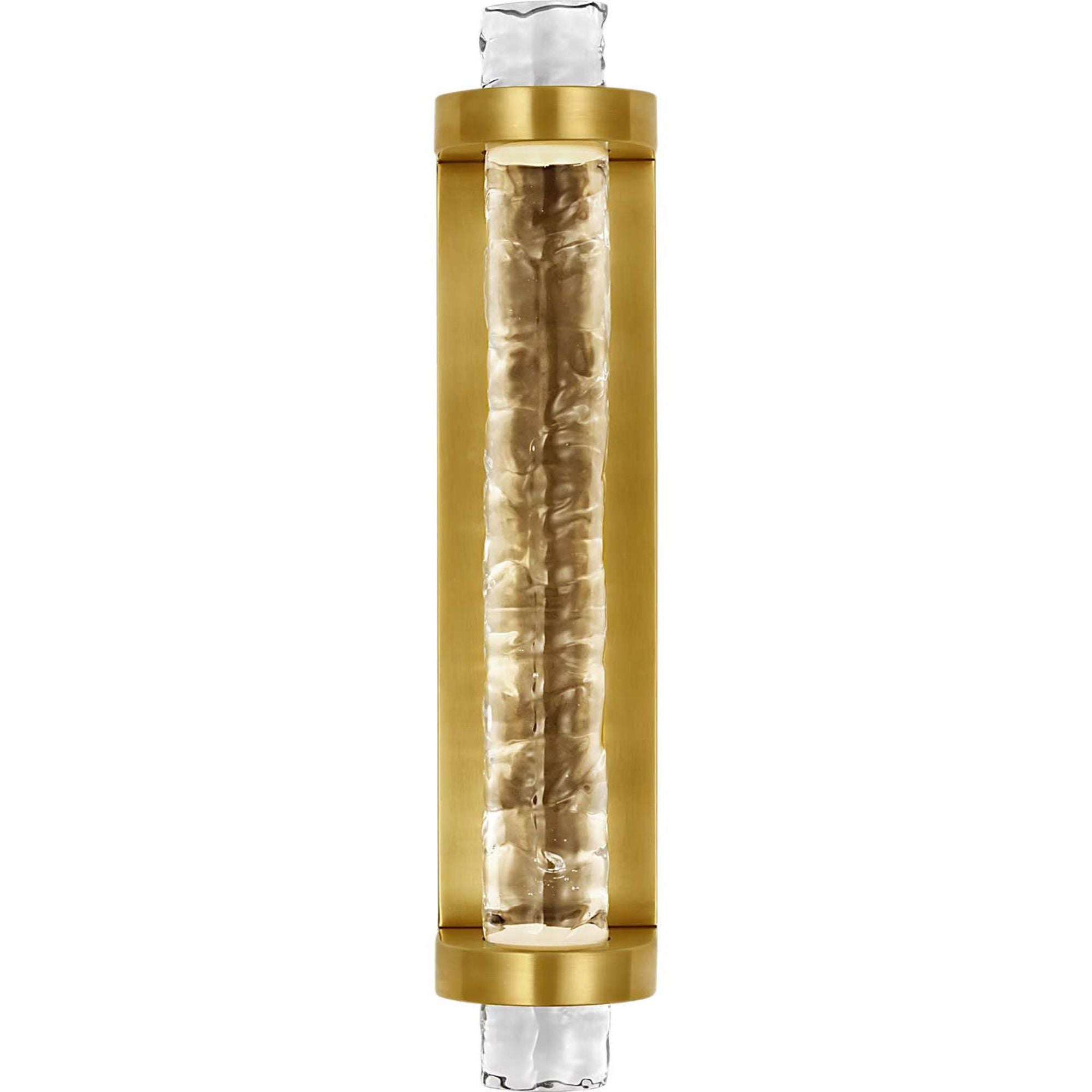 Marie Flanigan Theron 15" Linear Bath Sconce in Soft Brass and Clear Wavy Glass W3.25" x H15" x E3.75"