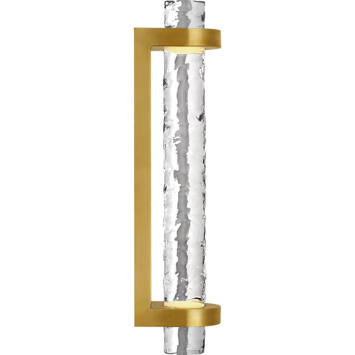 Marie Flanigan Theron 15" Linear Bath Sconce in Soft Brass and Clear Wavy Glass W3.25" x H15" x E3.75"