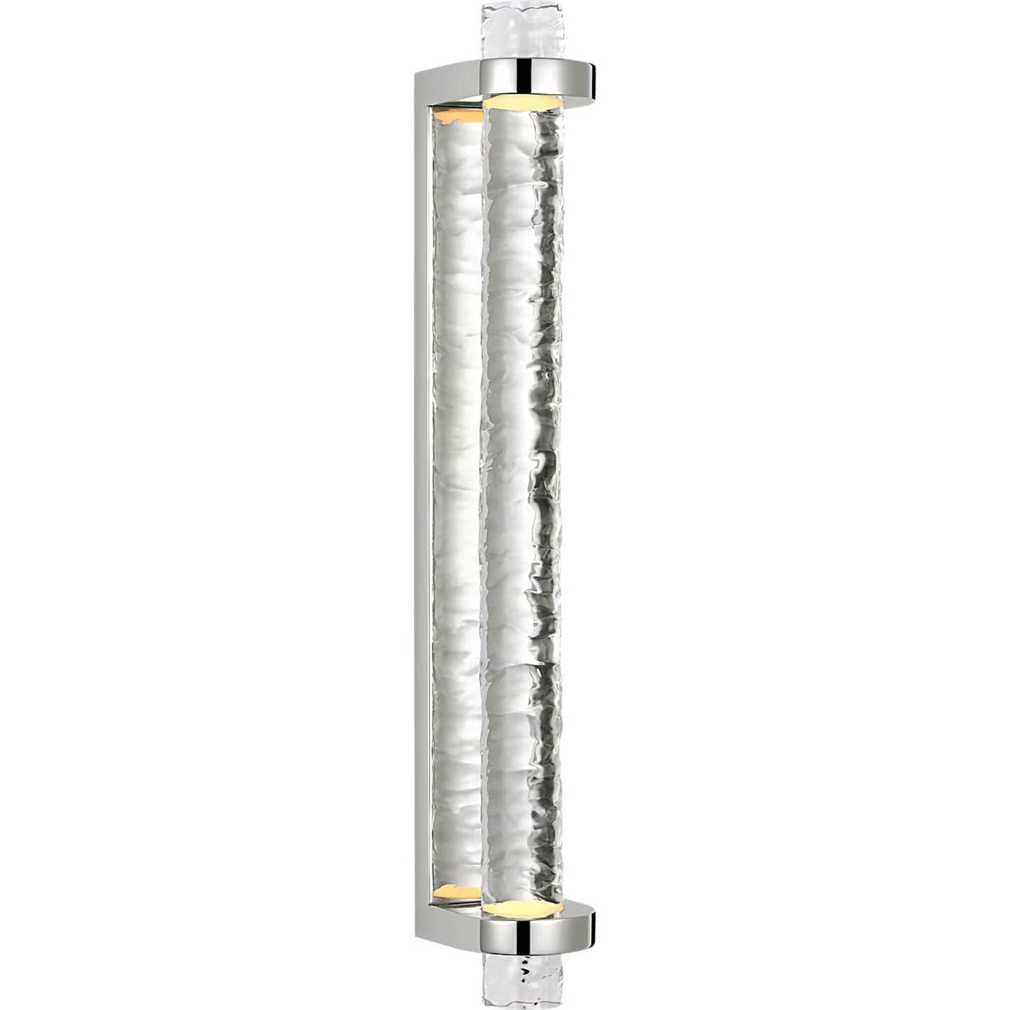 Marie Flanigan Theron 21" Linear Bath Sconce in Polished Nickel and Clear Wavy Glass W3.25" x H21" x E3.75"