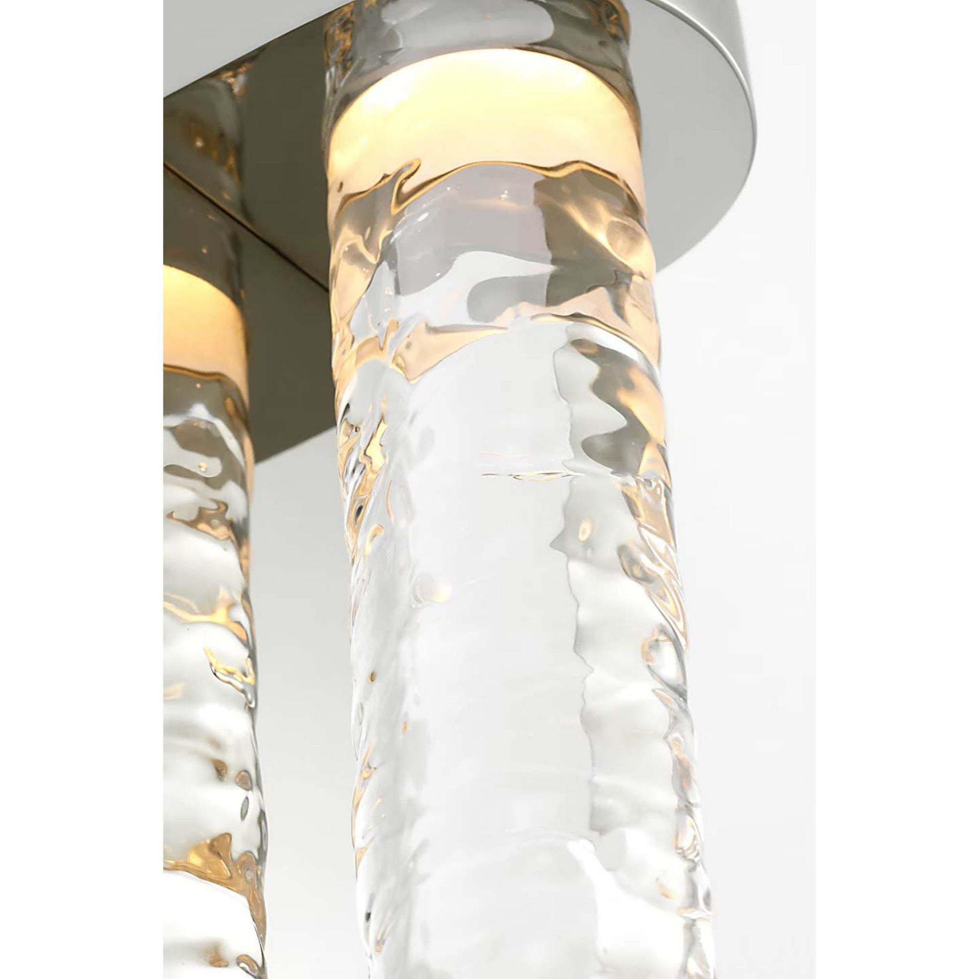 Marie Flanigan Theron 21" Linear Bath Sconce in Polished Nickel and Clear Wavy Glass W3.25" x H21" x E3.75"