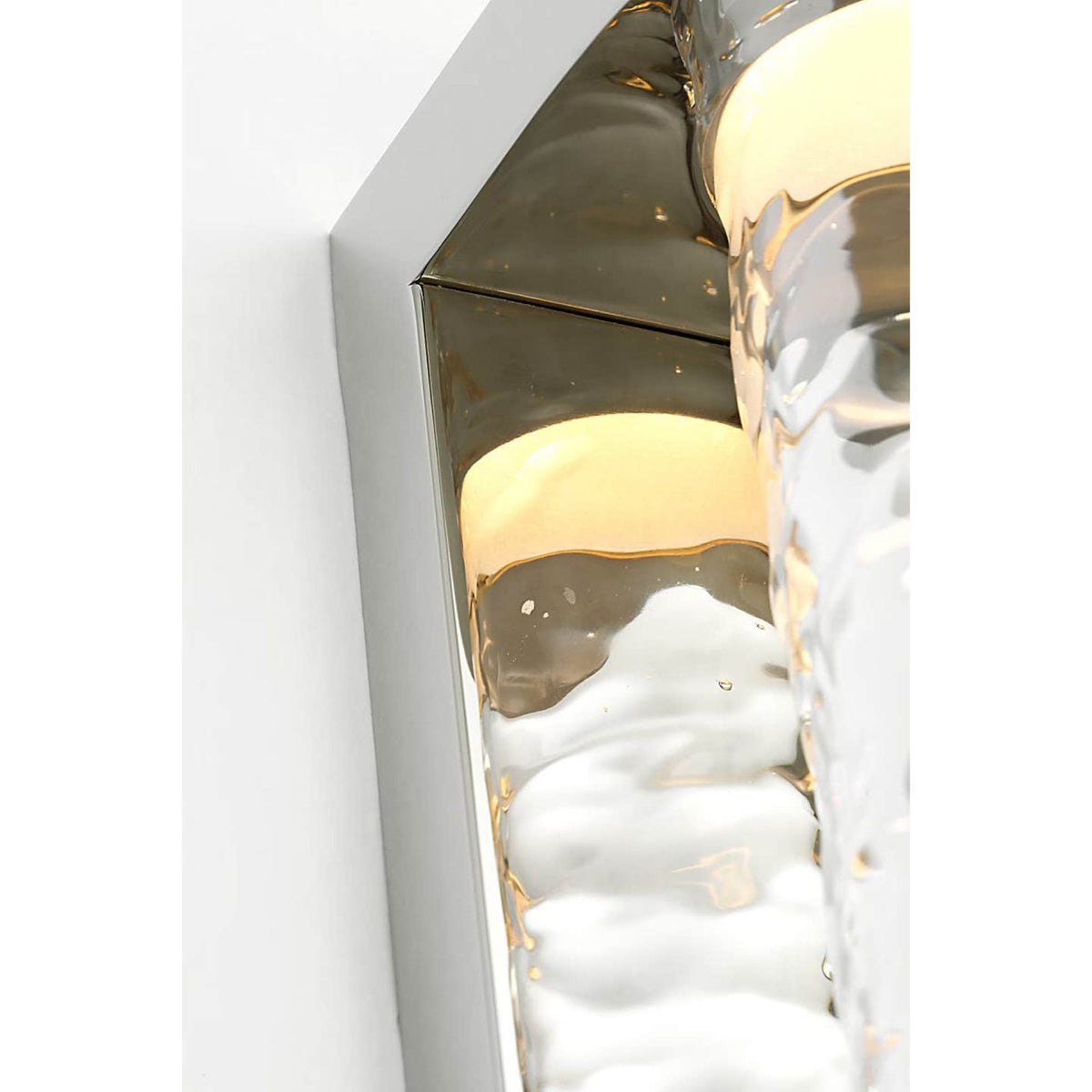 Marie Flanigan Theron 21" Linear Bath Sconce in Polished Nickel and Clear Wavy Glass W3.25" x H21" x E3.75"