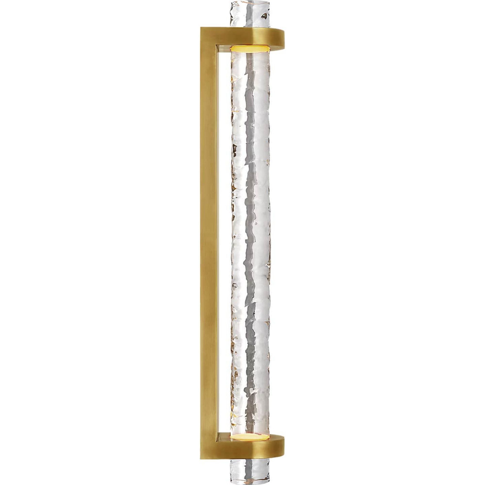 Marie Flanigan Theron 21" Linear Bath Sconce in Soft Brass and Clear Wavy Glass W3.25" x H21" x E3.75"