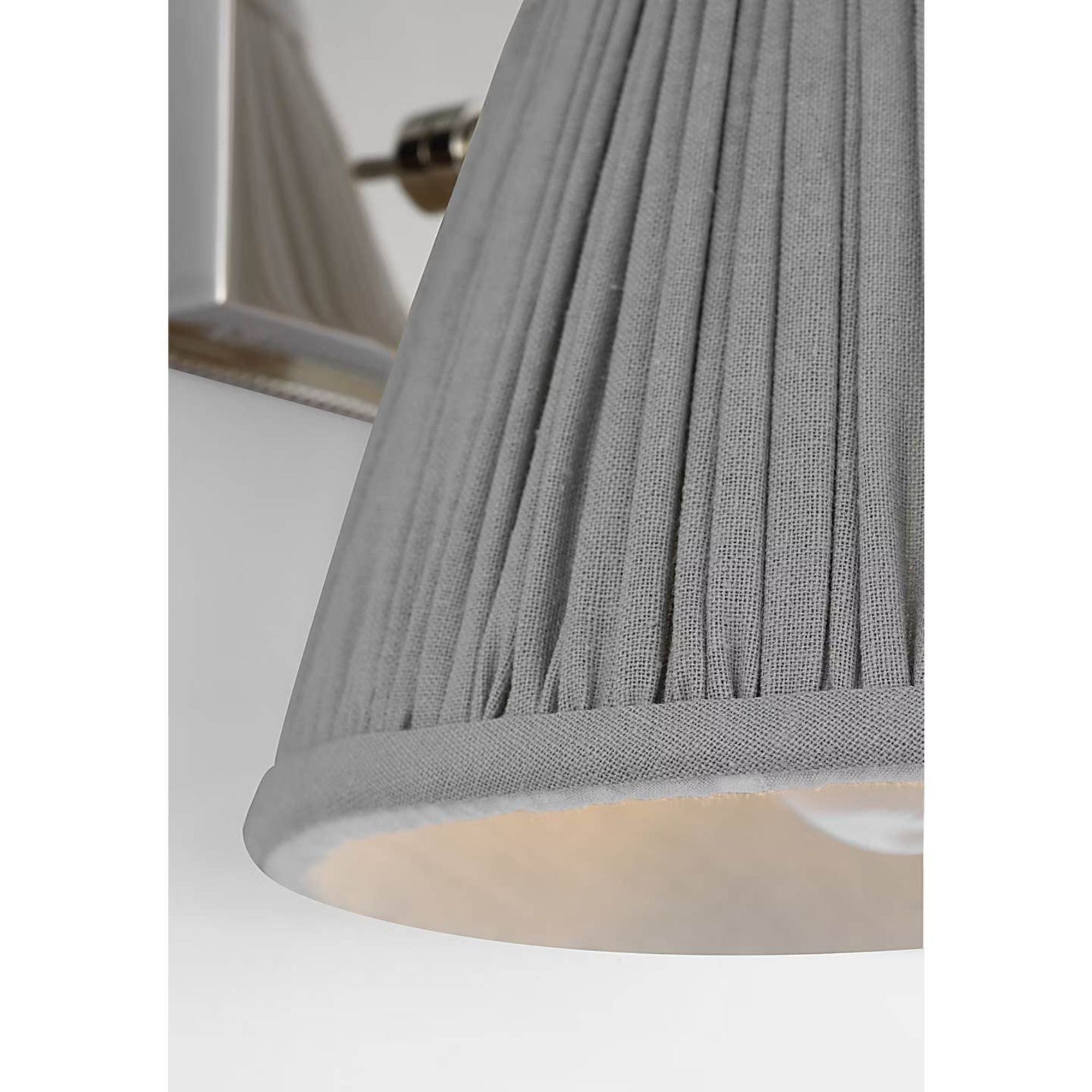 Marie Flanigan Wimberley Bedside Wall Light in Polished Nickel with Blue Linen Pleated Shade W6" x H7.5" x E6.75"