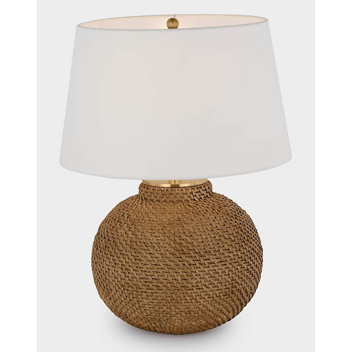 Marie Flanigan Avedon Small Table Lamp in Natural Rattan with Linen Shade W16" x H21.5"