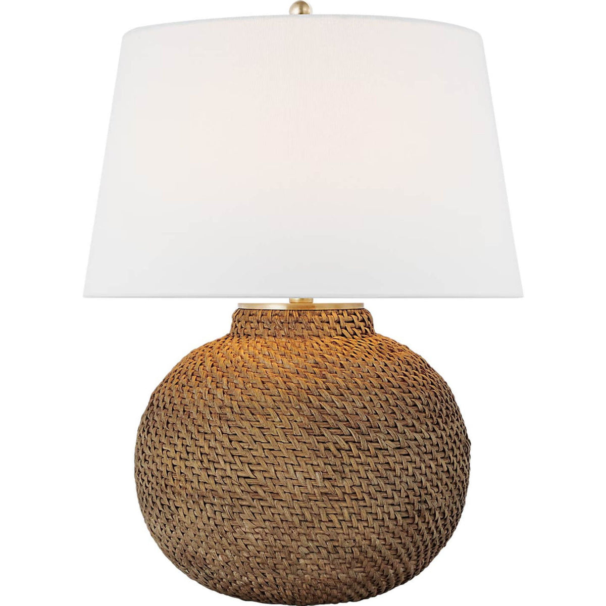 Marie Flanigan Avedon Medium Table Lamp in Natural Rattan with Linen Shade W23" x H28.75"