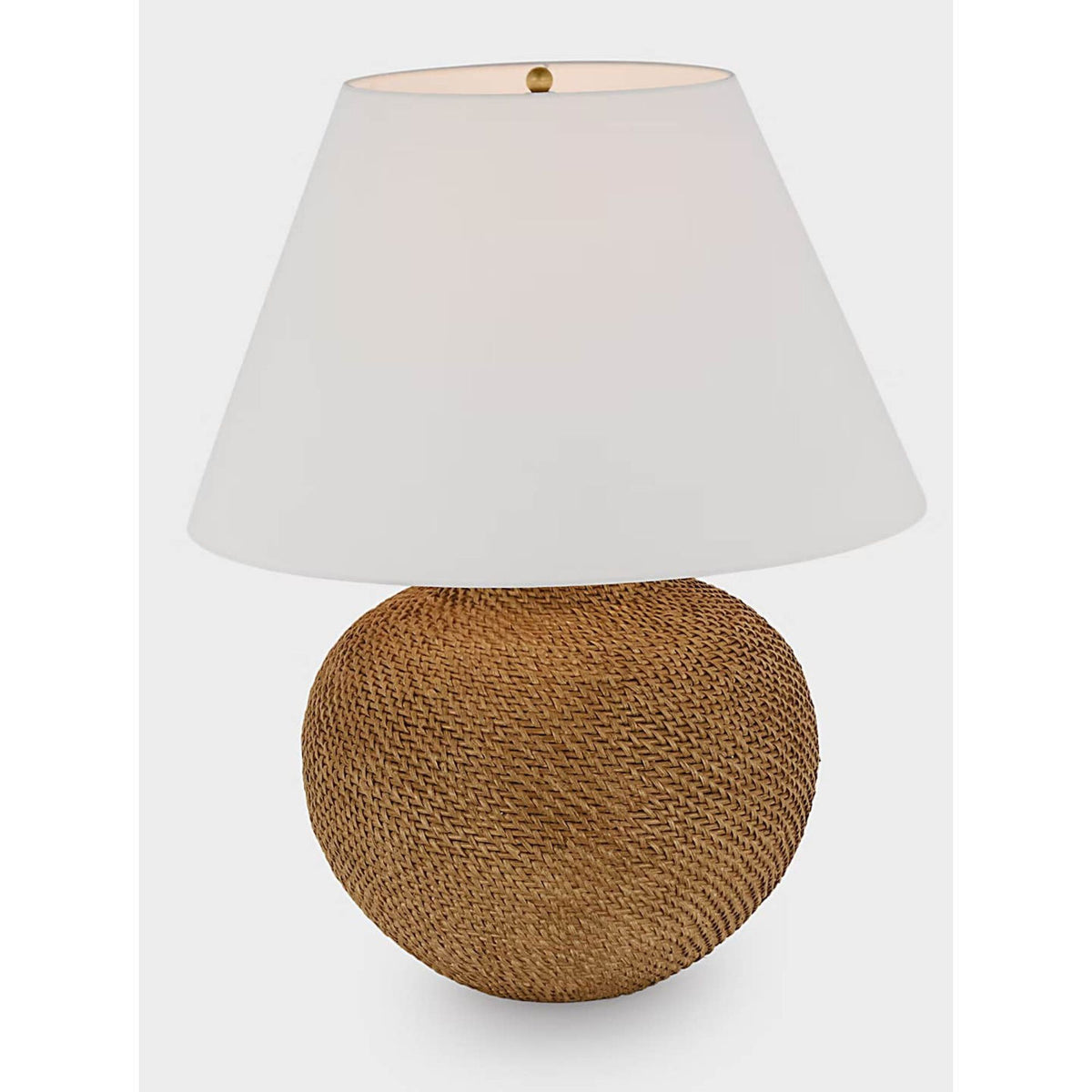 Marie Flanigan Avedon Medium Table Lamp in Natural Rattan with Linen Shade W23" x H28.75"