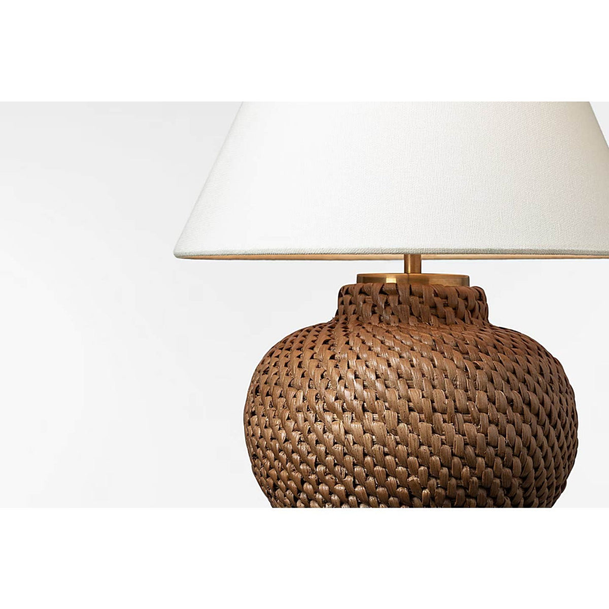 Marie Flanigan Avedon 12" Cordless Accent Lamp in Natural Rattan with Linen Shade W10.5" x H11.75"
