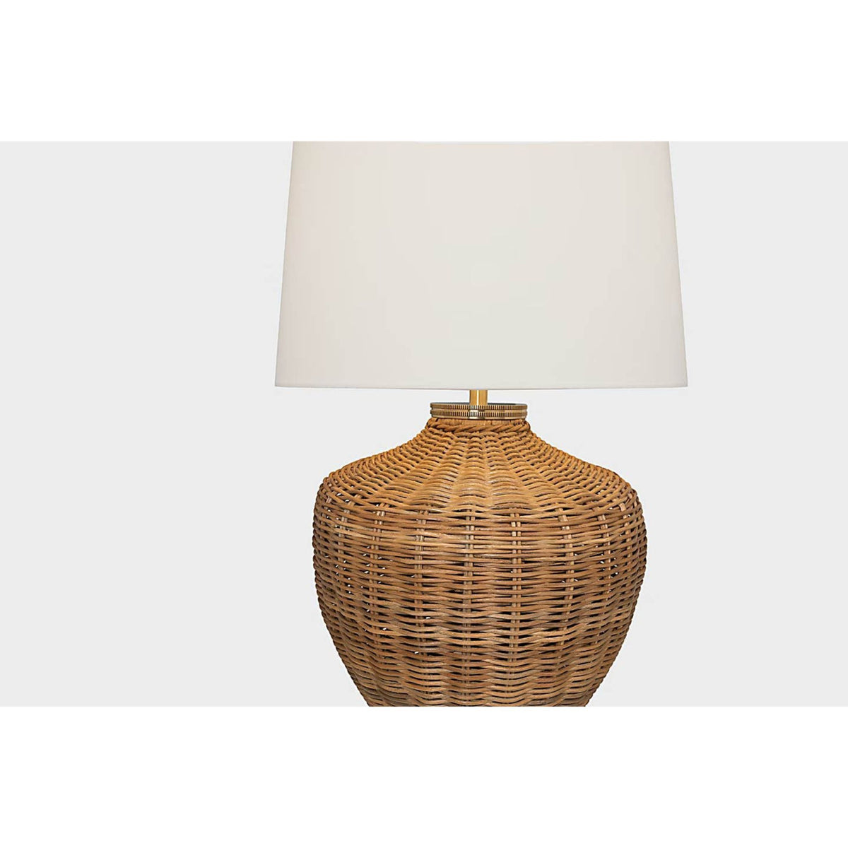 Marie Flanigan Evie Large Table Lamp in Natural Wicker with Linen Shade W23" x H31.75"