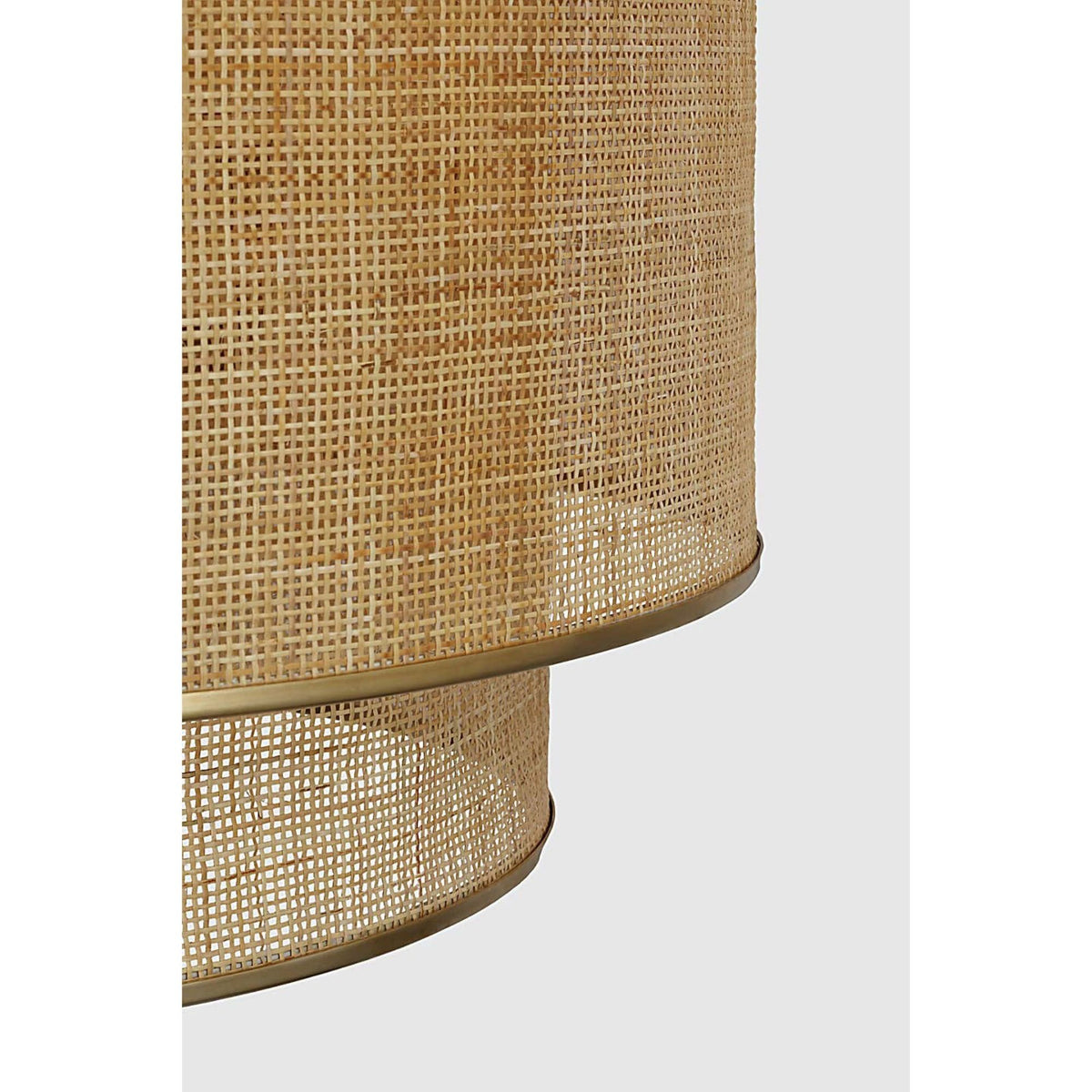 Marie Flanigan Linley Extra Large Hanging Shade in Soft Brass and Natural Rattan Caning W30" x H31.25"