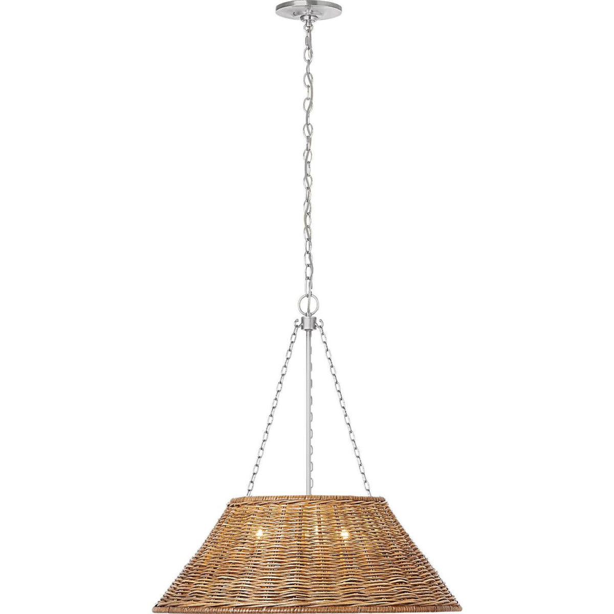 Marie Flanigan Corinne 24" Woven Hanging Shade in Polished Nickel with Natural Wicker Shade W24"
