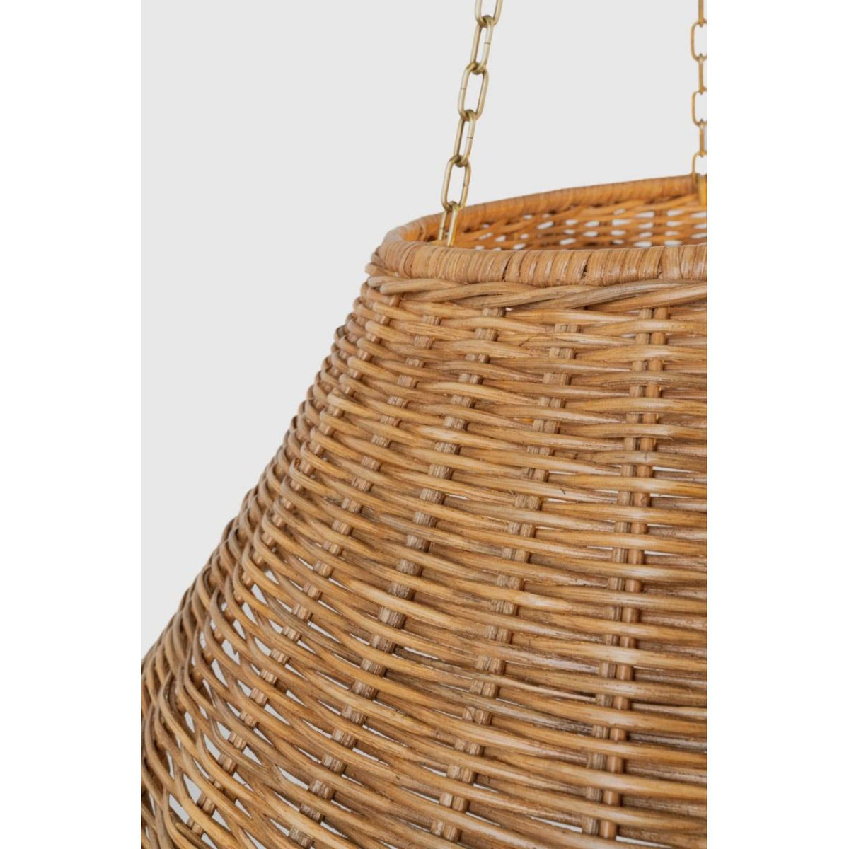 Marie Flanigan Corinne 24" Woven Hanging Shade in Soft Brass with Natural Wicker Shade W24"
