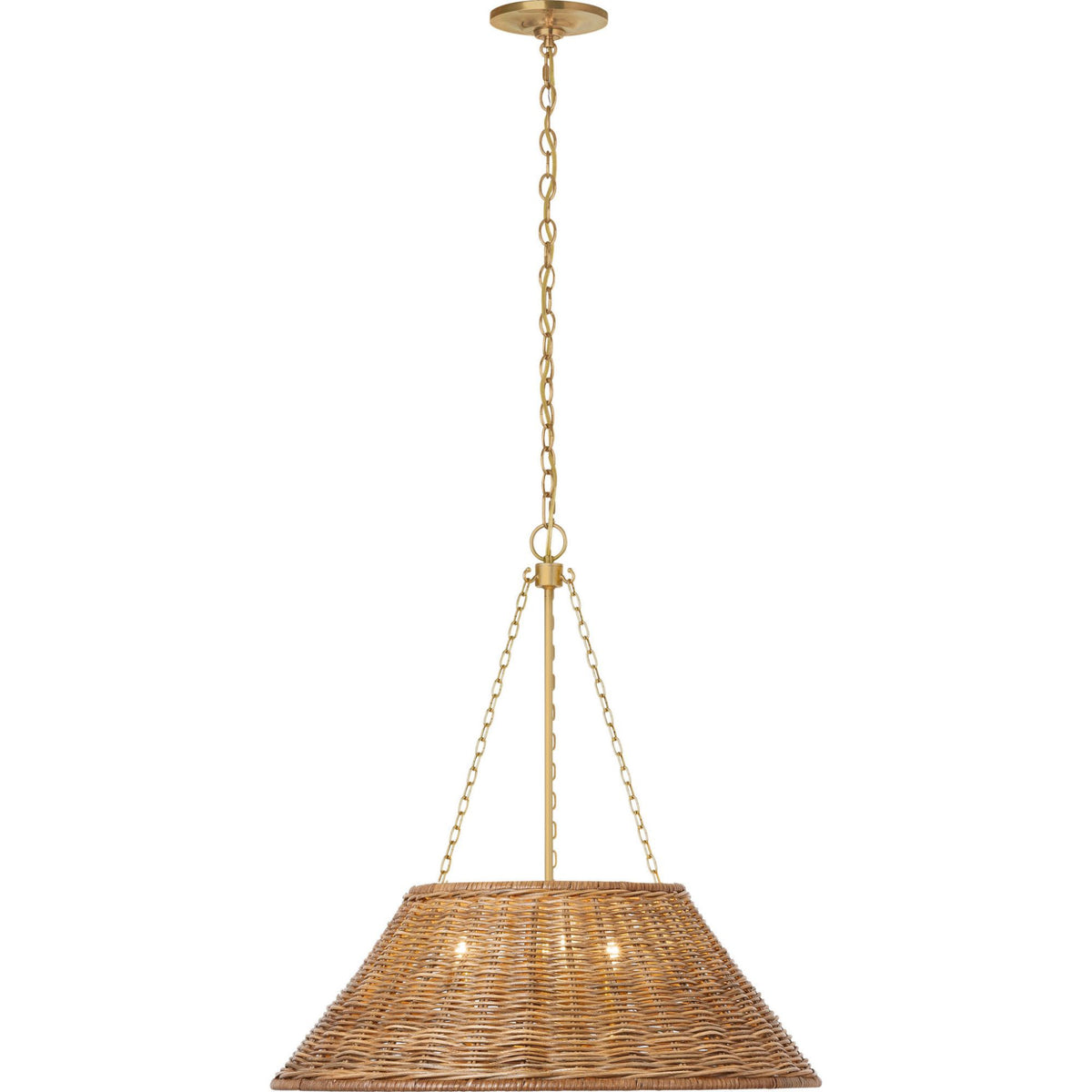 Marie Flanigan Corinne 24" Woven Hanging Shade in Soft Brass with Natural Wicker Shade W24"