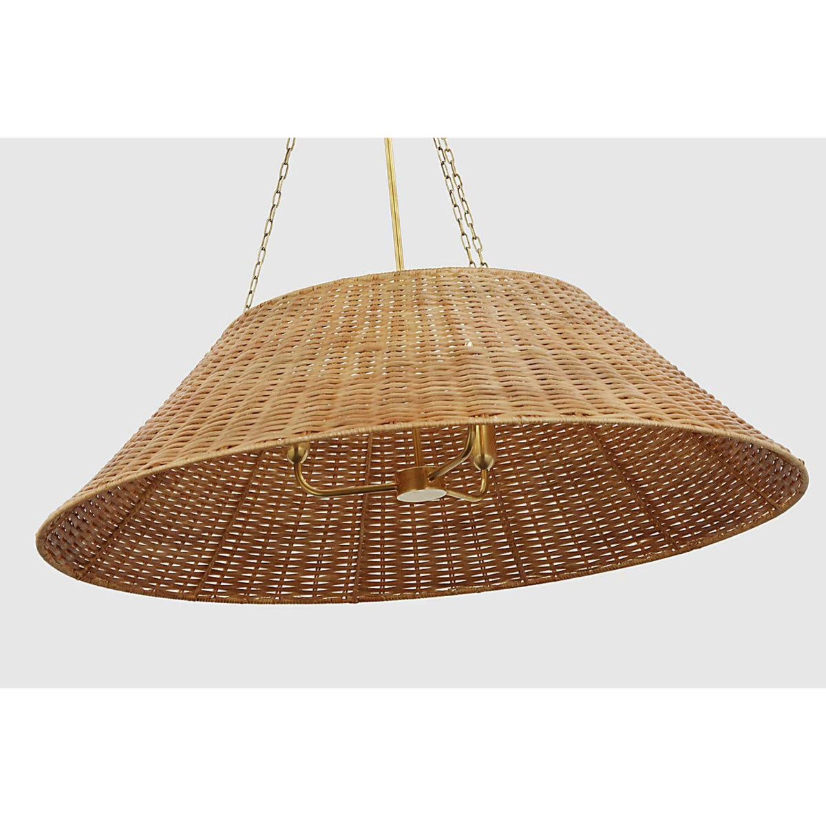 Marie Flanigan Corinne Extra Large Woven Hanging Shade in Soft Brass with Natural Wicker Shade W36.25" x H32.5"