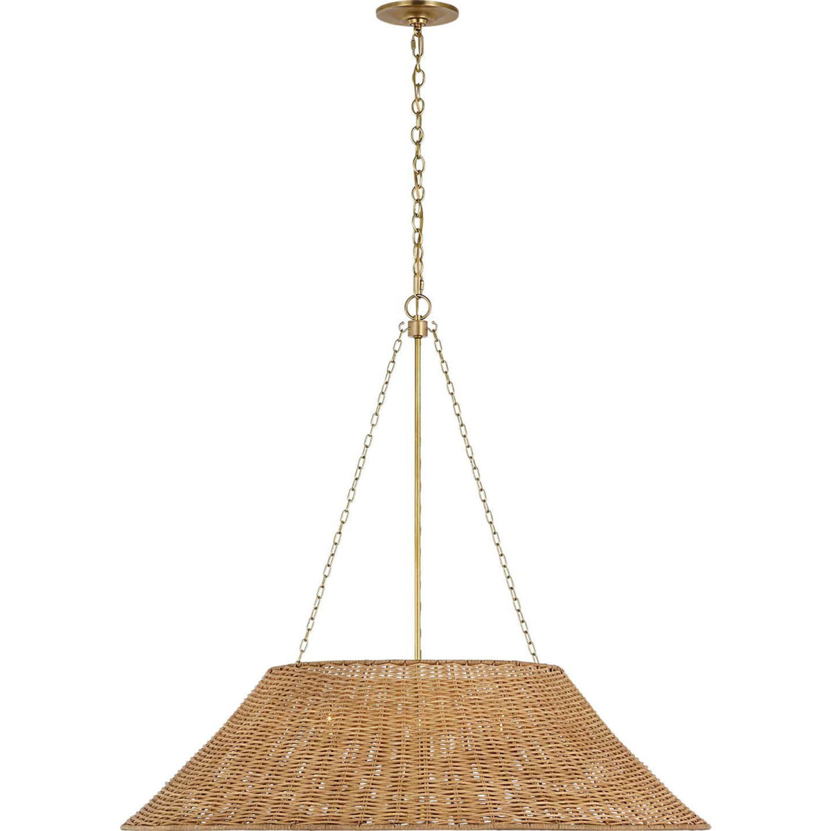Marie Flanigan Corinne Extra Large Woven Hanging Shade in Soft Brass with Natural Wicker Shade W36.25" x H32.5"