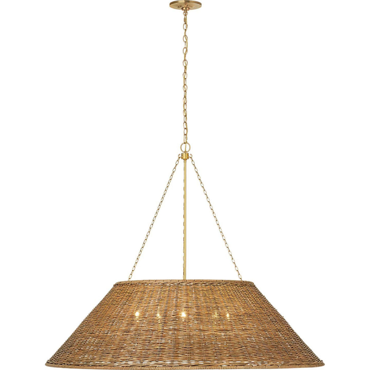 Marie Flanigan Corinne 44" Woven Hanging Shade in Soft Brass with Natural Wicker Shade W44"