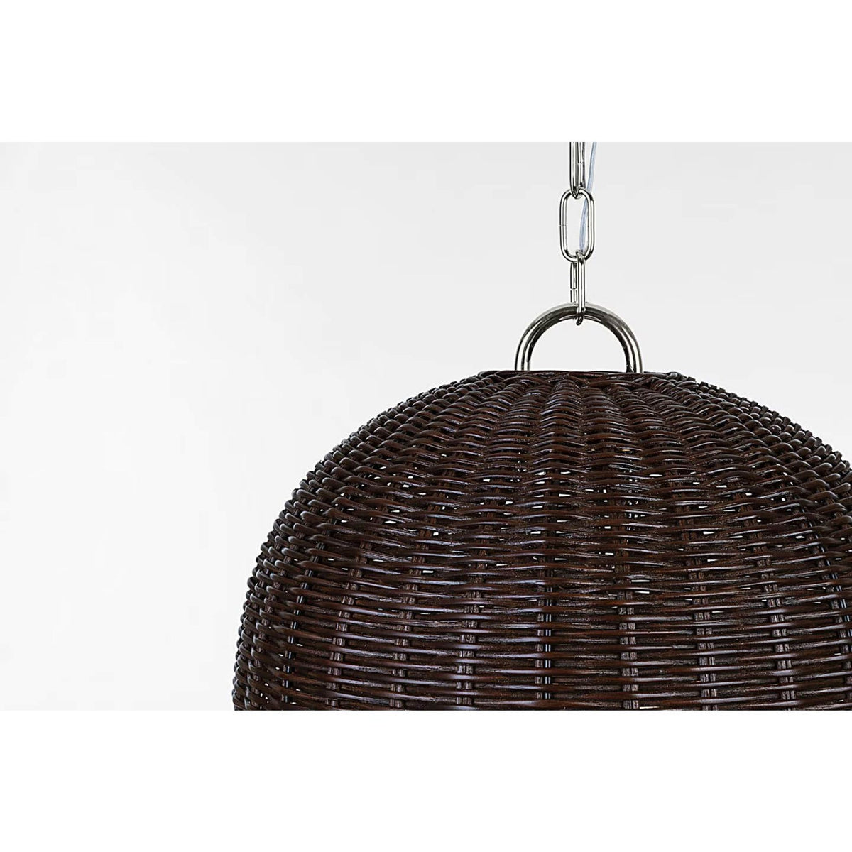 Marie Flanigan Nancy 18" Woven Hanging Shade in Polished Nickel with Natural Wicker Shade W18.75"