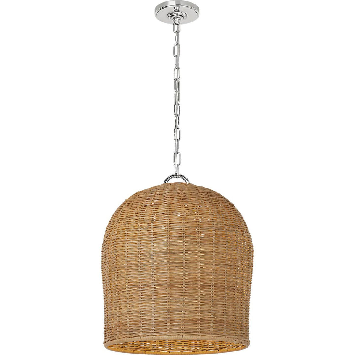 Marie Flanigan Nancy 18" Woven Hanging Shade in Polished Nickel with Natural Wicker Shade W18.75"
