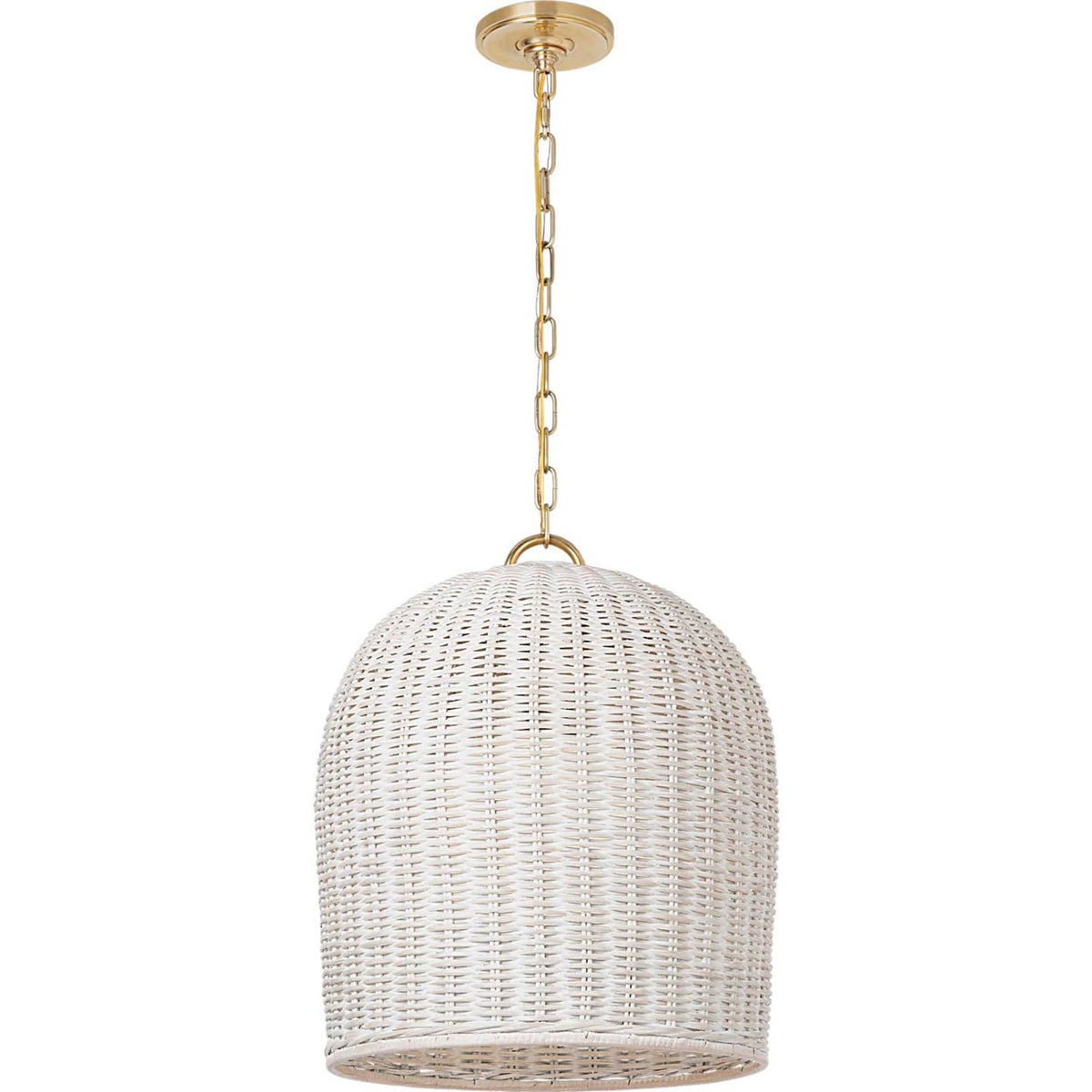 Marie Flanigan Nancy 18" Woven Hanging Shade in Soft Brass with White Wicker Shade W18.75"