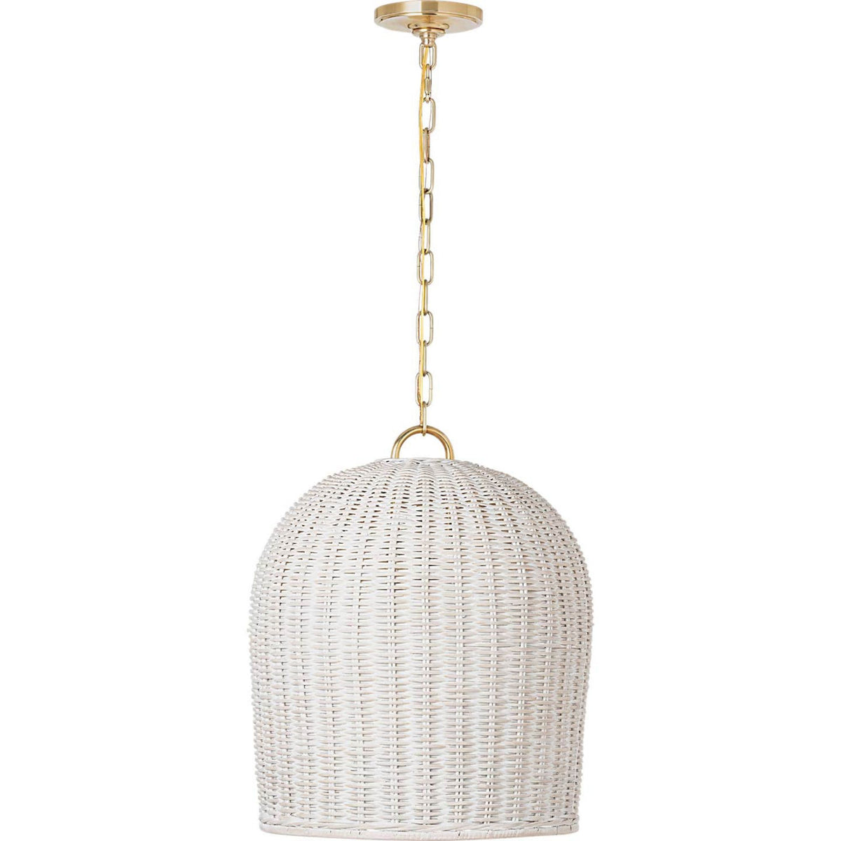Marie Flanigan Nancy 18" Woven Hanging Shade in Soft Brass with White Wicker Shade W18.75"