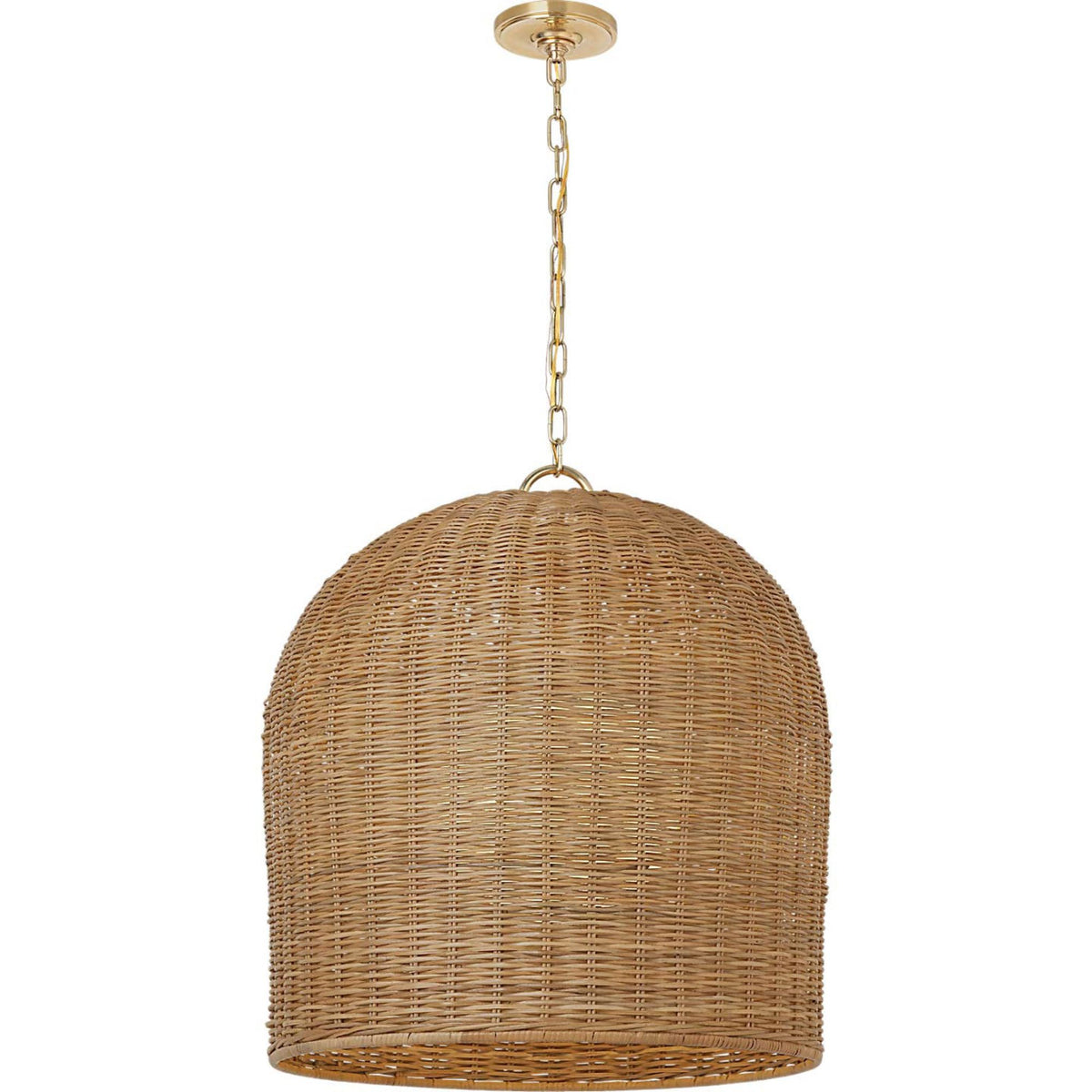 Marie Flanigan Nancy 25" Woven Hanging Shade in Soft Brass with Natural Wicker Shade W25.25"
