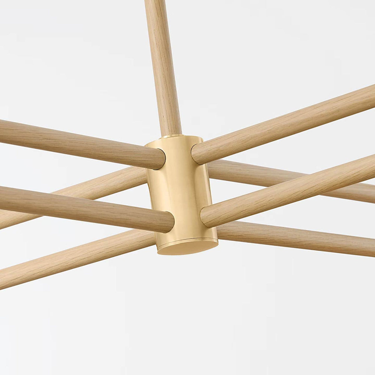 Marie Flanigan Rigby Grande Chandelier in Soft Brass and Natural Oak with Linen Shade W54.25" x H24.75"