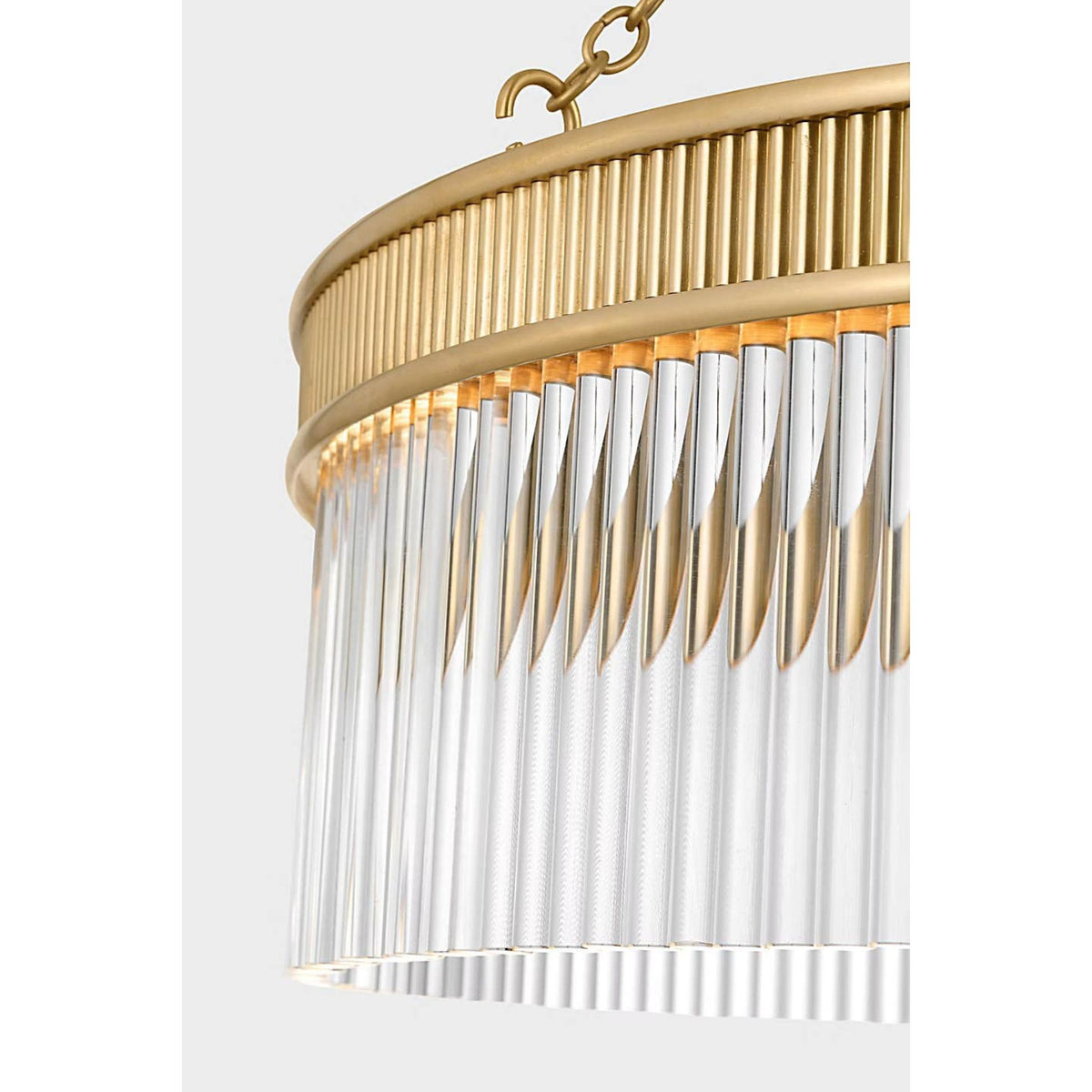 Marie Flanigan Menil 26" Chandelier in Soft Brass with Crystal Rods W26.25" x H23"