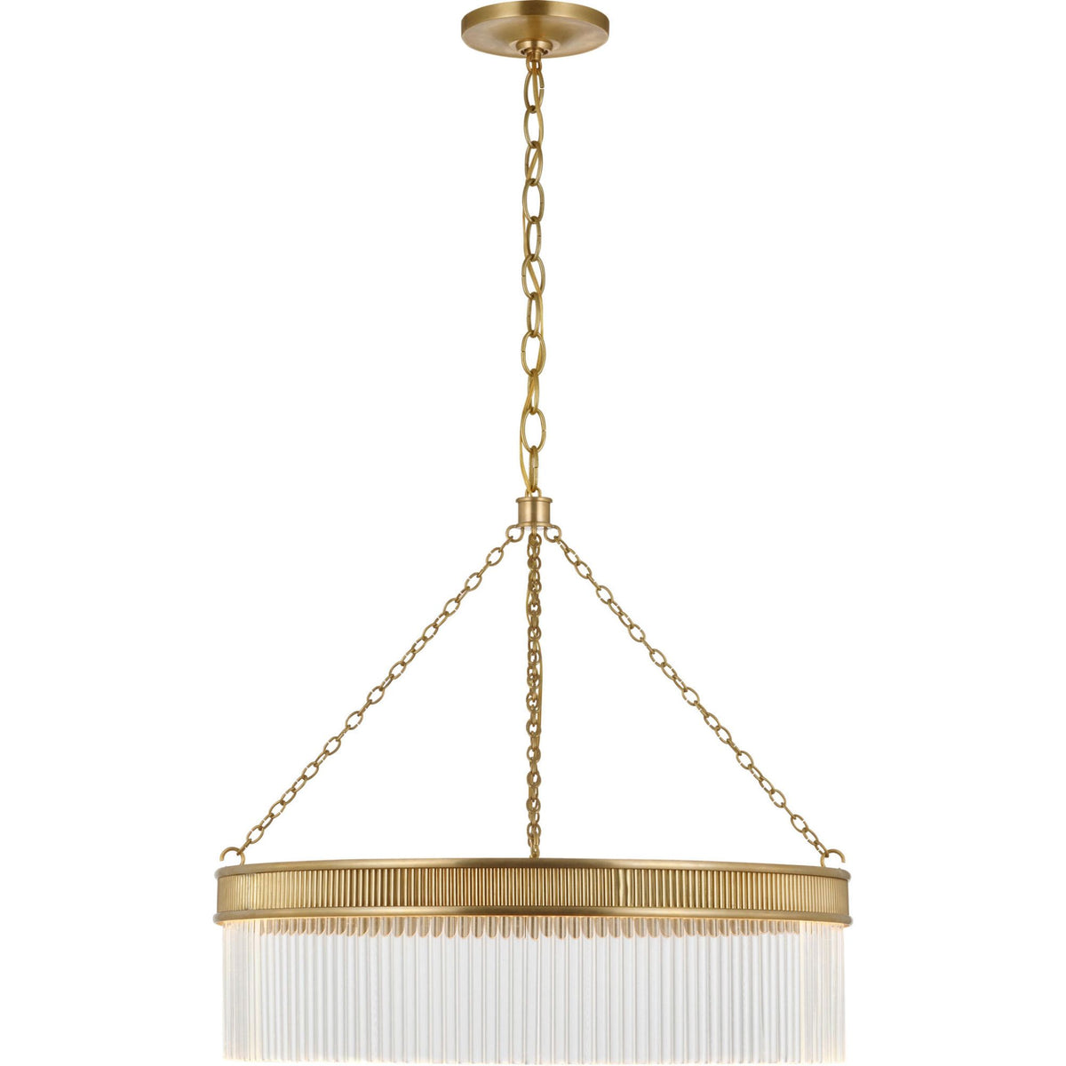 Marie Flanigan Menil 26" Chandelier in Soft Brass with Crystal Rods W26.25" x H23"