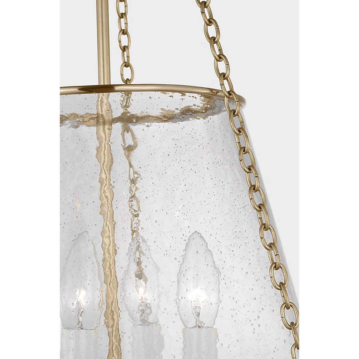 Marie Flanigan Reese 14" Pendant in Soft Brass with Clear Restoration Glass W14" x H28.5"