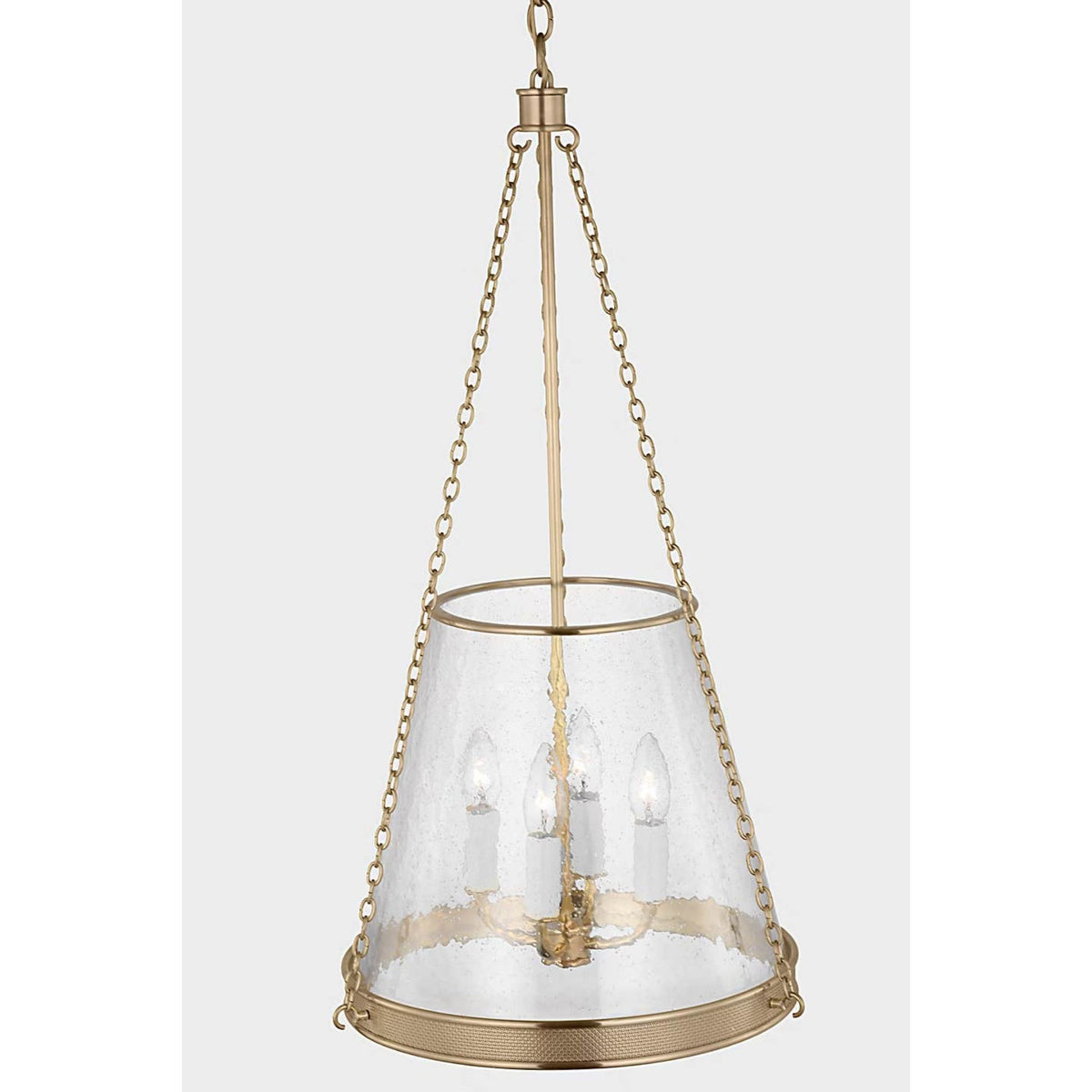 Marie Flanigan Reese 14" Pendant in Soft Brass with Clear Restoration Glass W14" x H28.5"