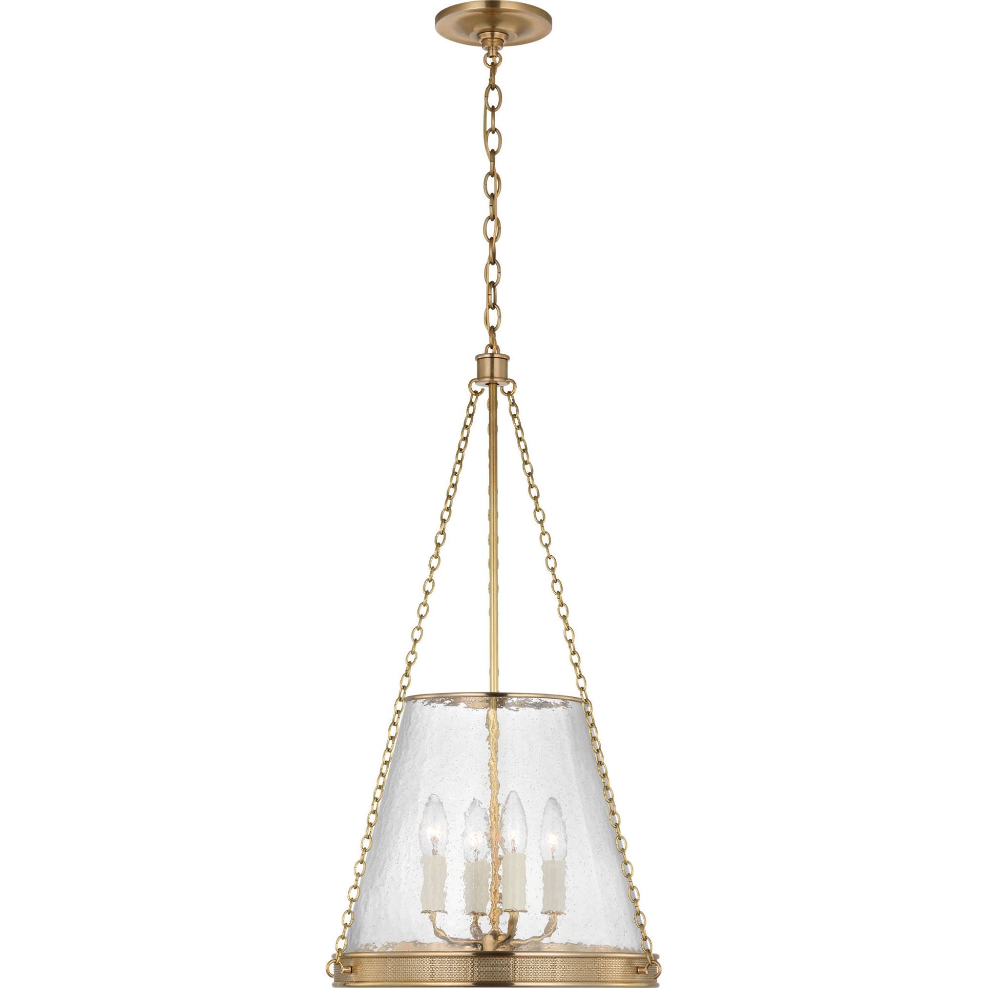 Marie Flanigan Reese 14" Pendant in Soft Brass with Clear Restoration Glass W14" x H28.5"