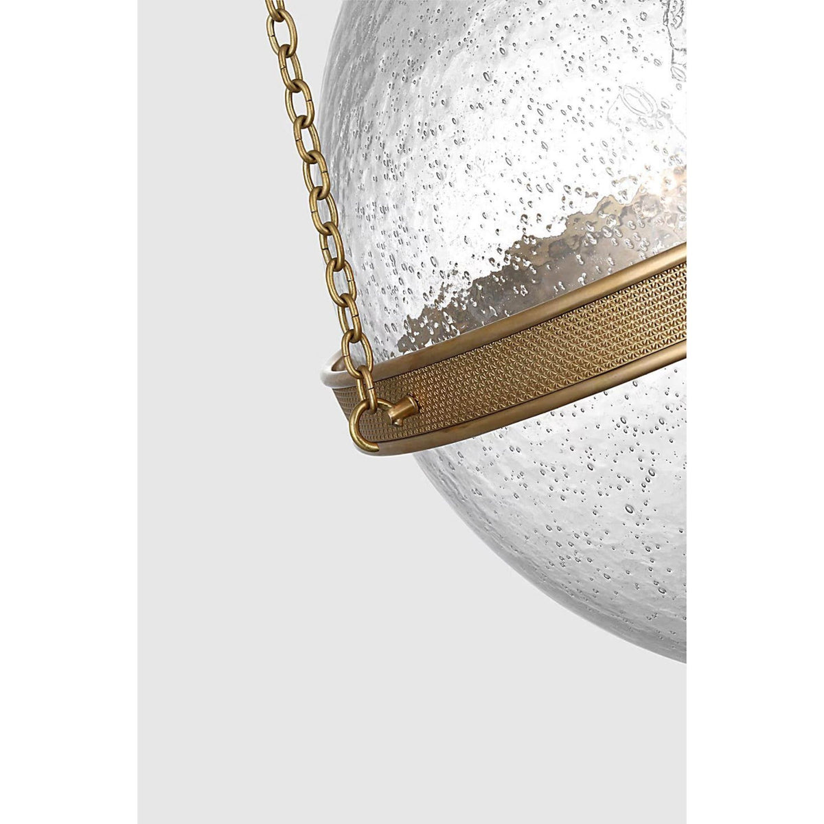 Marie Flanigan Reese 18" Globe Pendant in Soft Brass with Clear Restoration Glass W18.25" x H44.75"