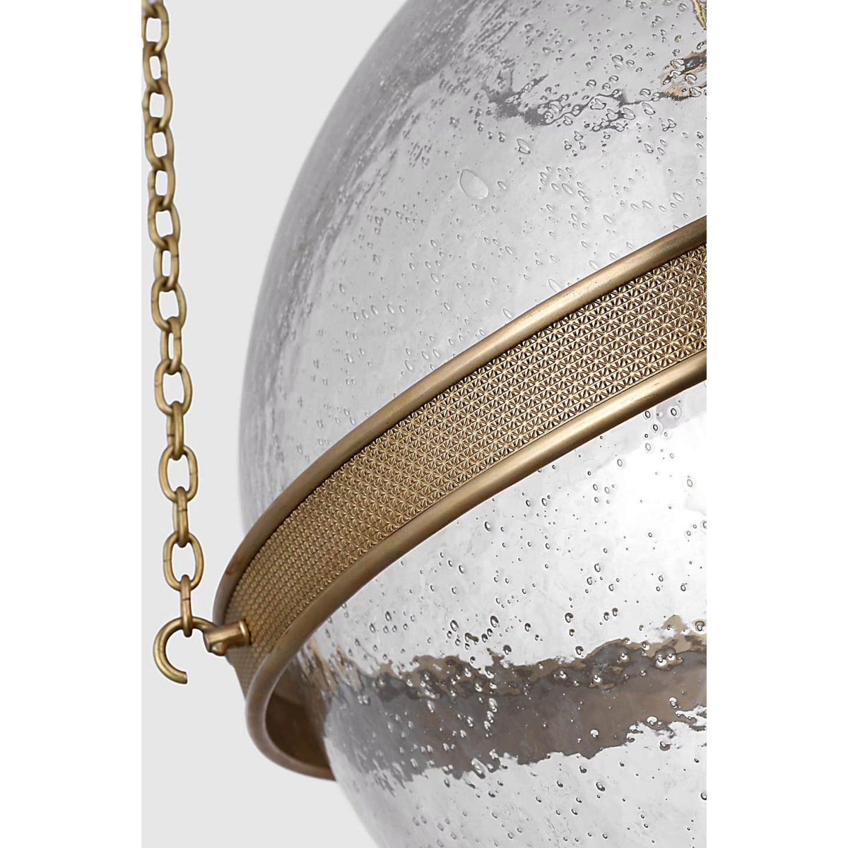 Marie Flanigan Reese 18" Globe Pendant in Soft Brass with Clear Restoration Glass W18.25" x H44.75"