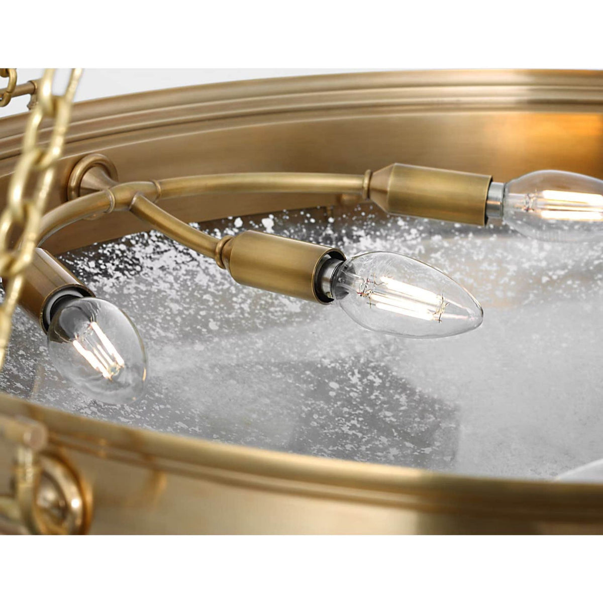 Marie Flanigan Quinn 28" Chandelier in Soft Brass with Antique Mercury Glass W28"