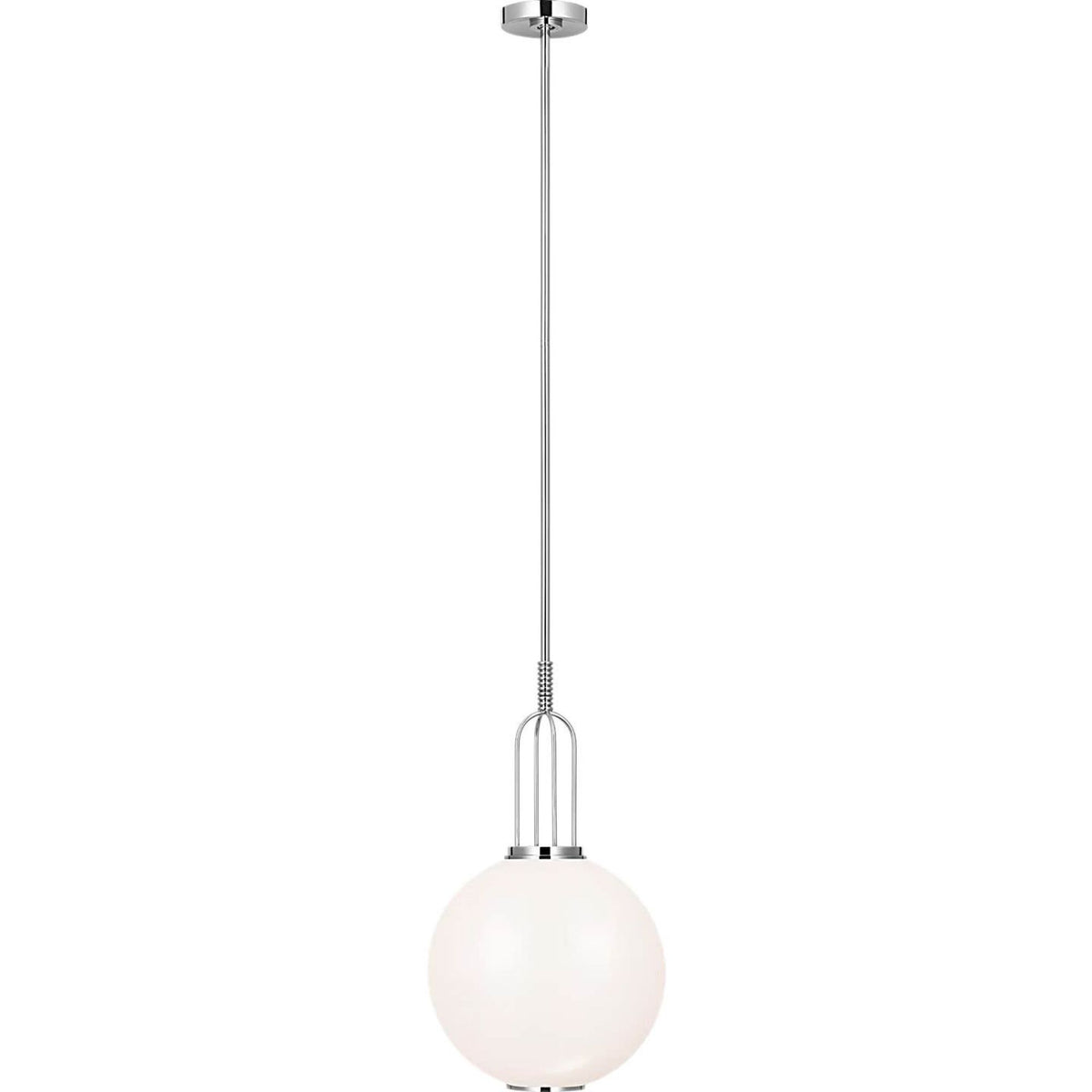 Marie Flanigan Meir 12" Pendant in Polished Nickel with White Glass W12"